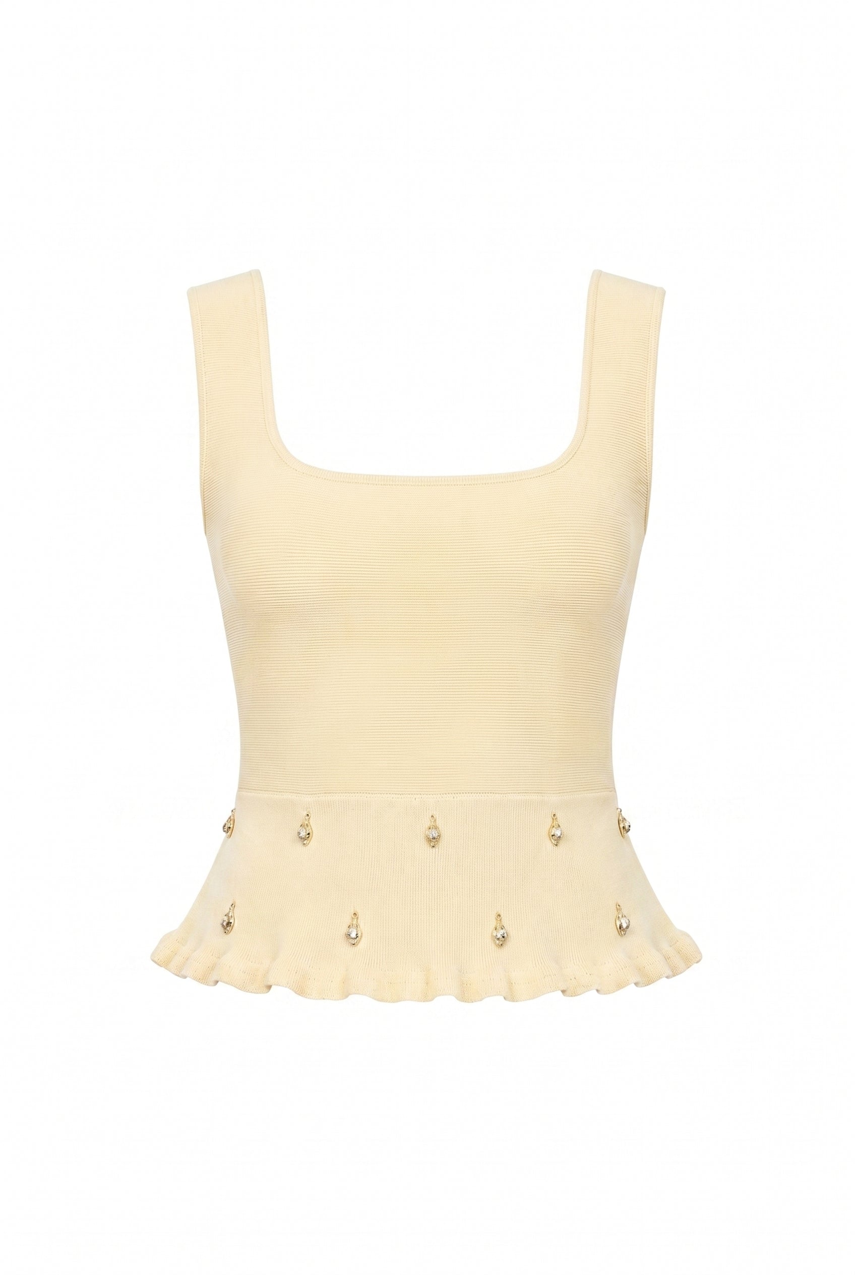 Knit Sleeveless Seashell Embellished Top