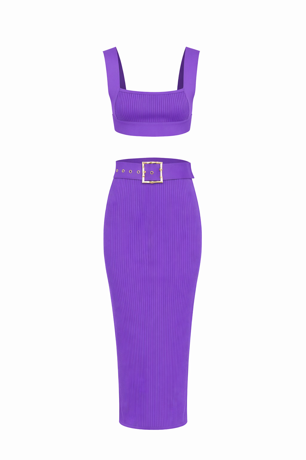 Fashionably Late Bandage Crop Top And Midi Skirt With Belt Set