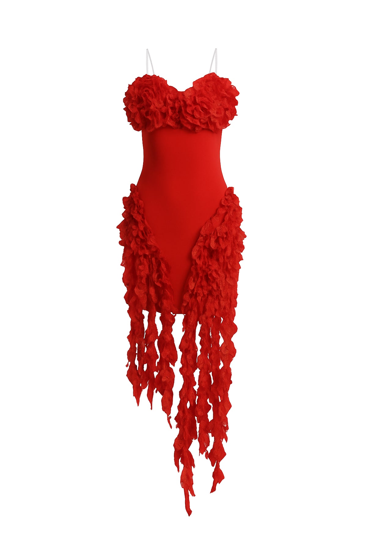 Anemone Bustier Bandage Ruffled Fringe Dress