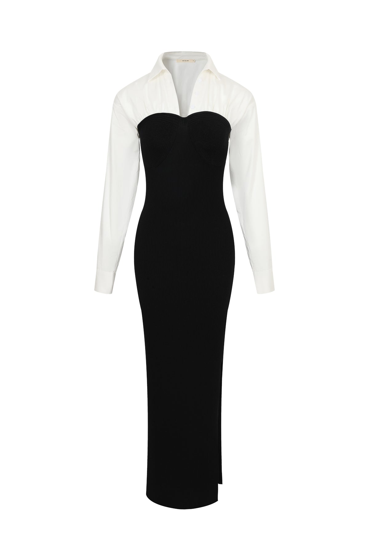 Layered Knit With Shirt Edge Dress