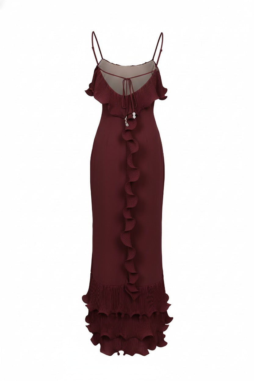 Ruffled Open Back Maxi Dress
