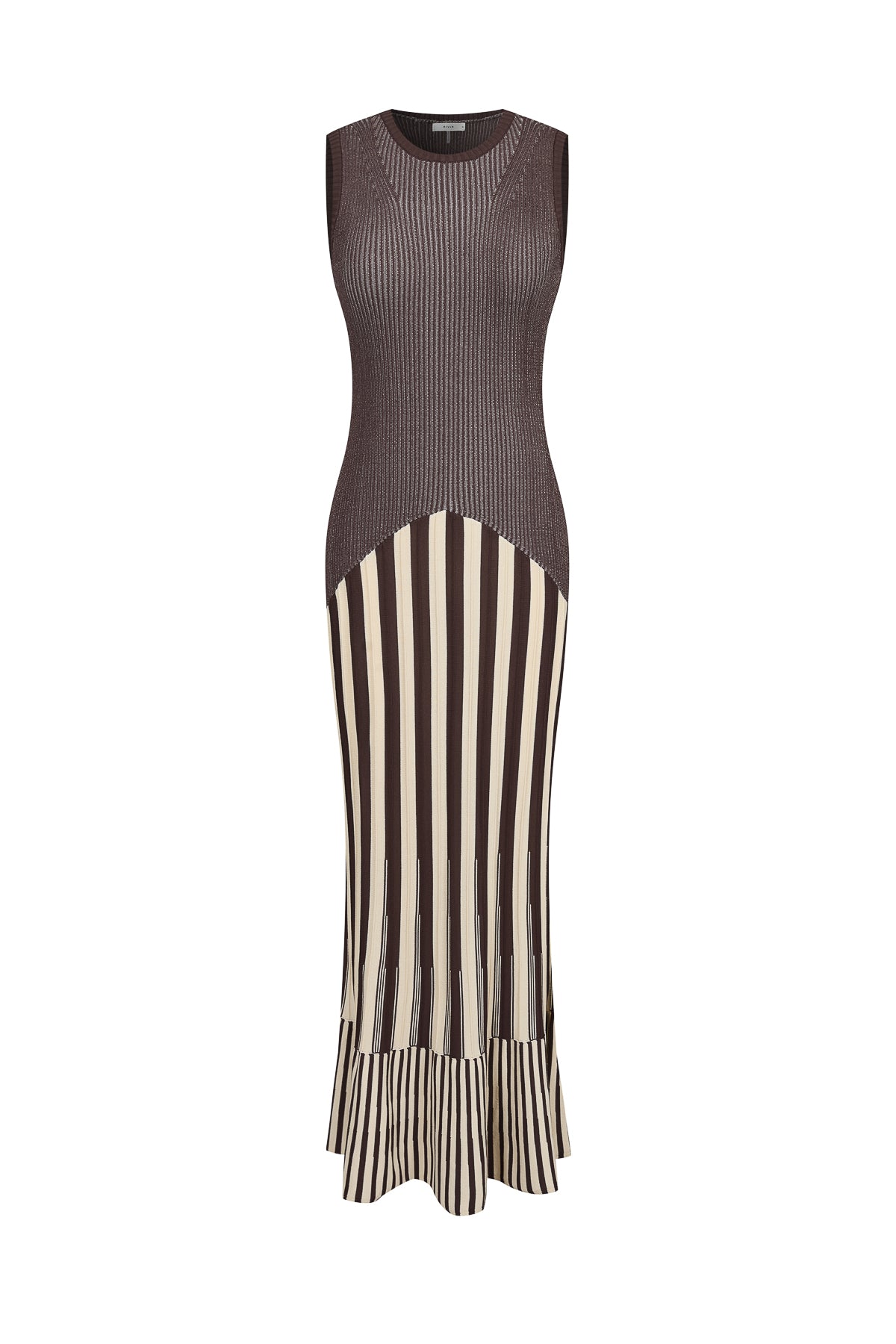 Sara Two Tone Striped Knit Maxi Dress