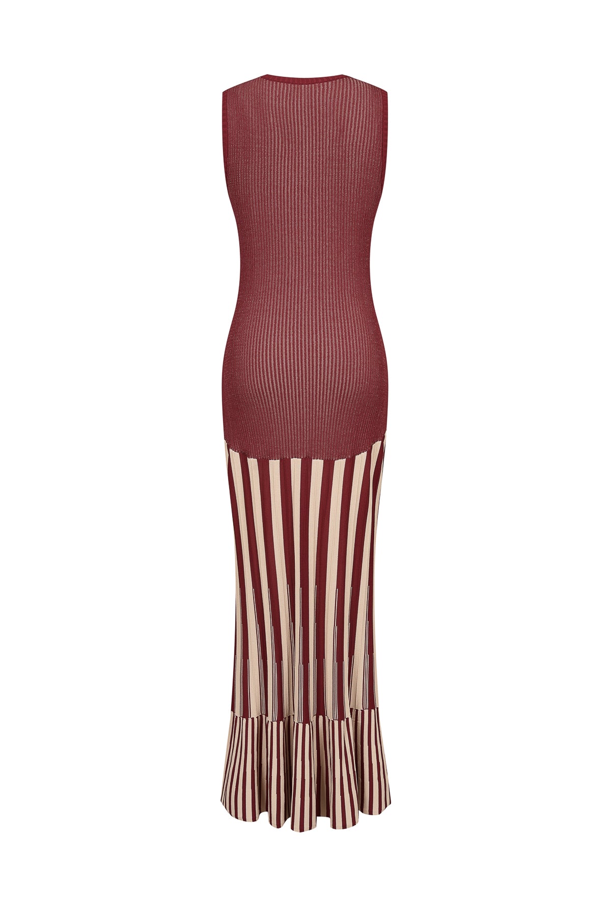 Sara Two Tone Striped Knit Maxi Dress