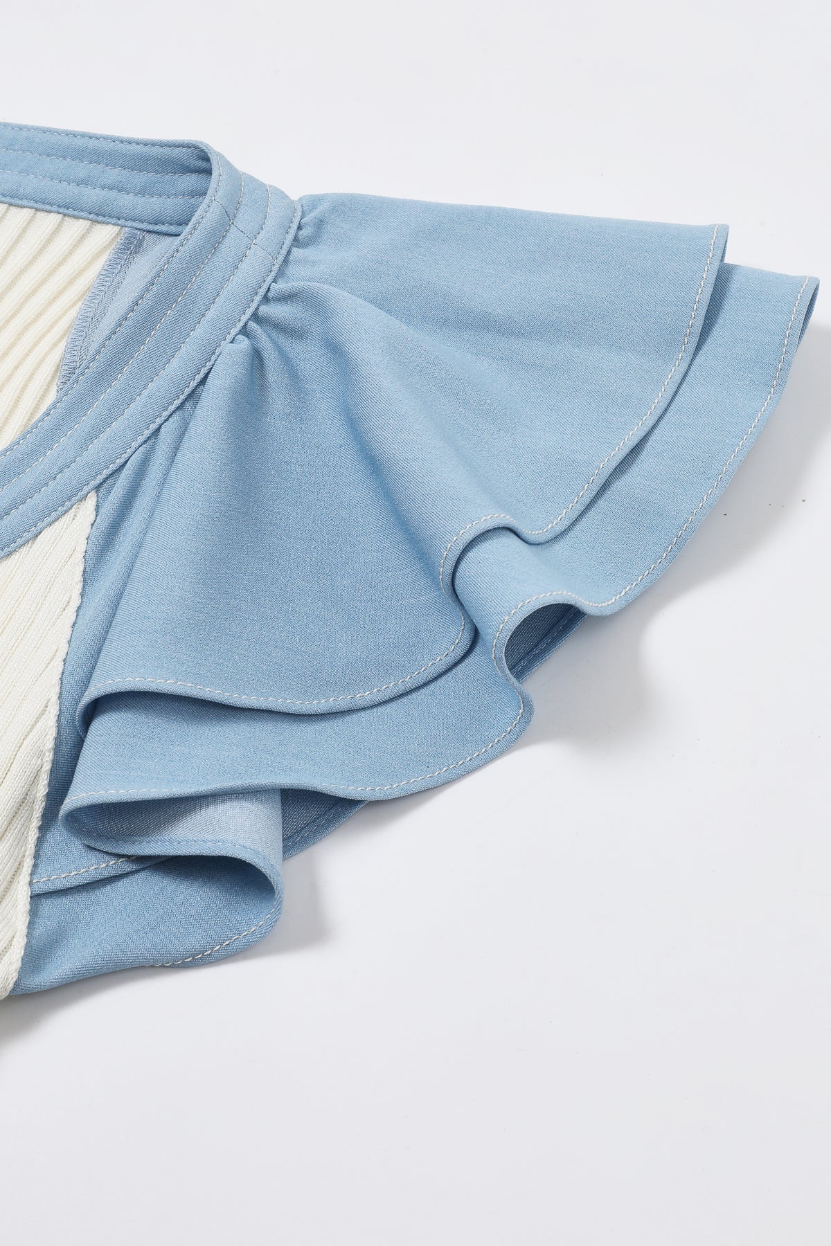 Maribel Knit Flutter Midi Mix Media Dress