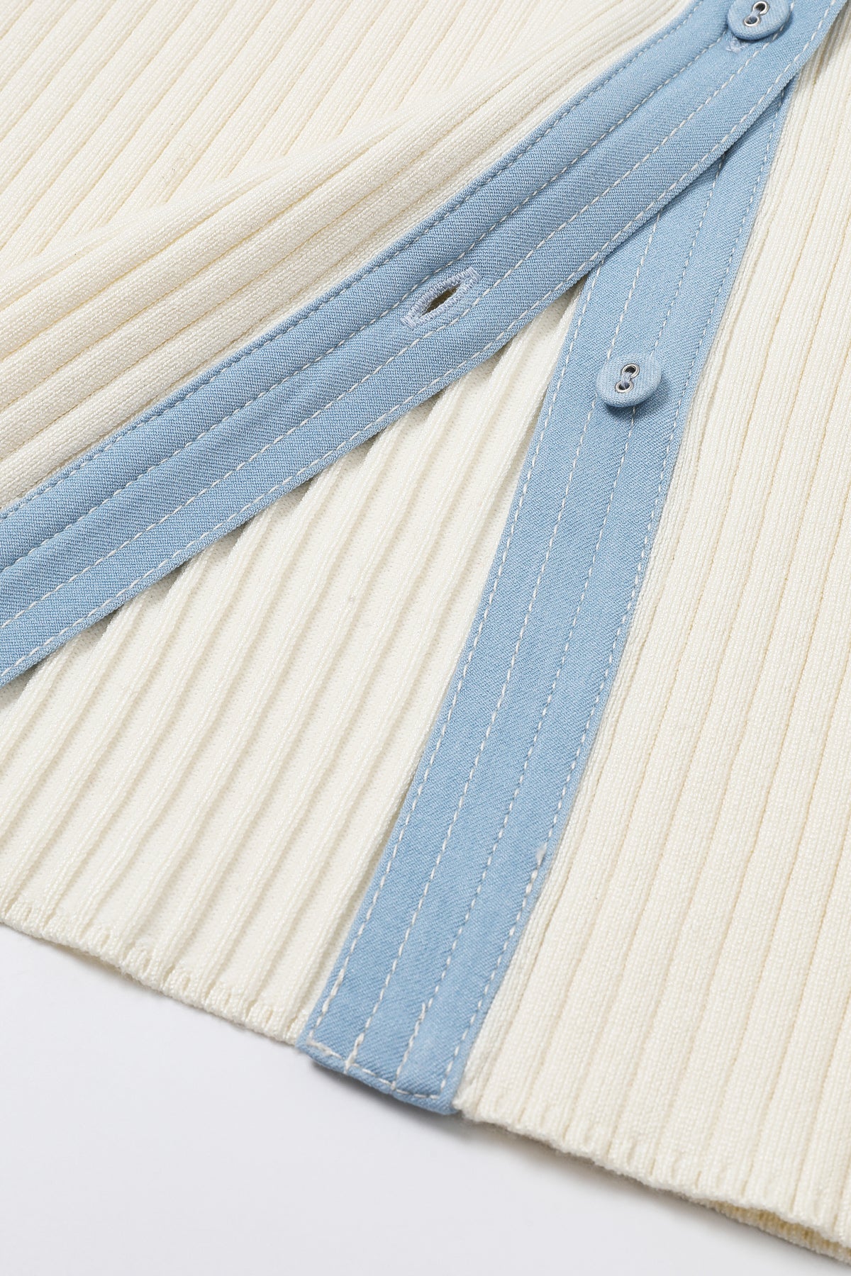 Maribel Knit Flutter Midi Mix Media Dress