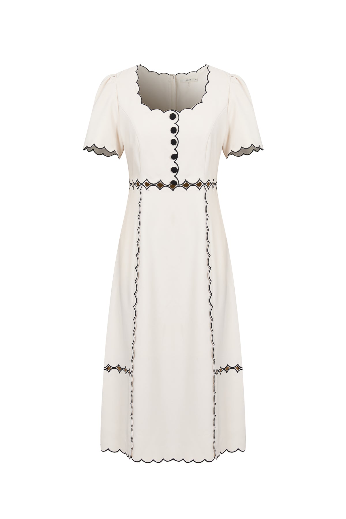 Scallop Detail Midi Dress