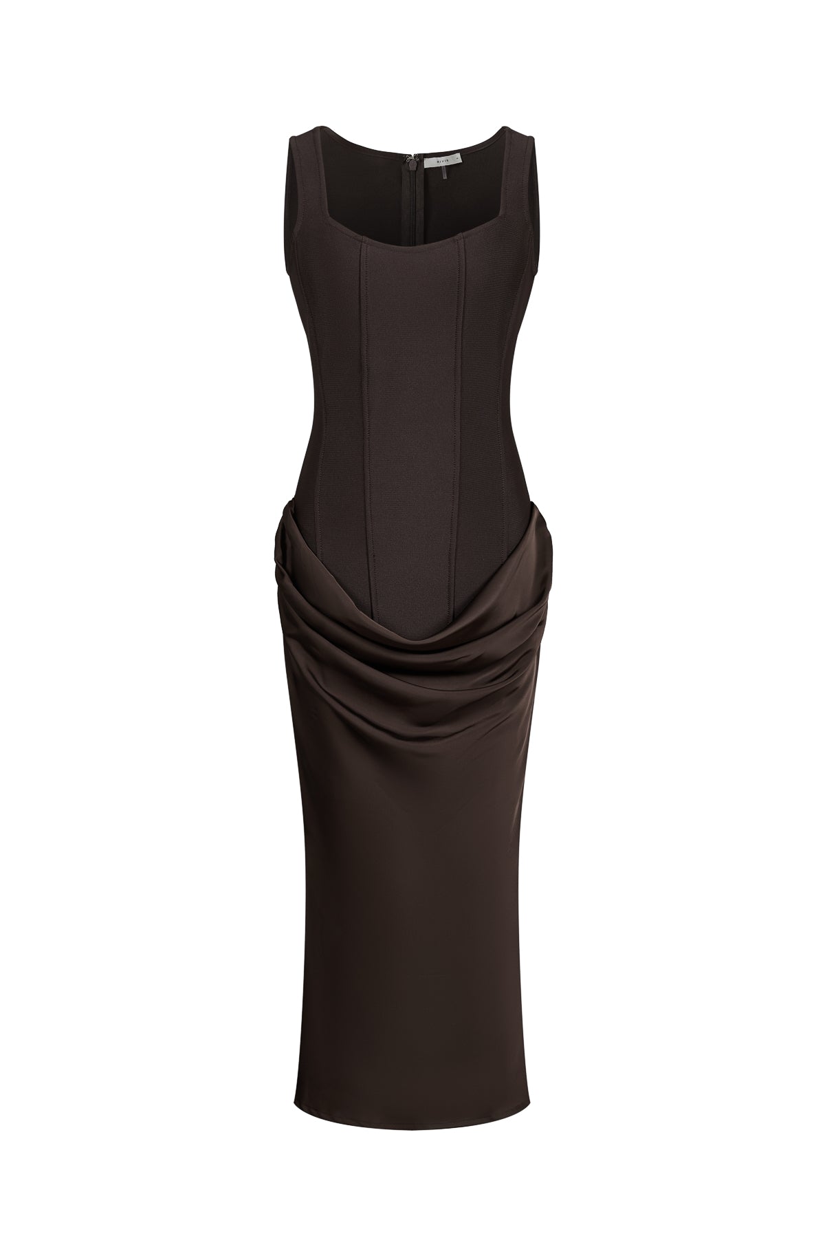 Draped Satin Bandage Midi Dress