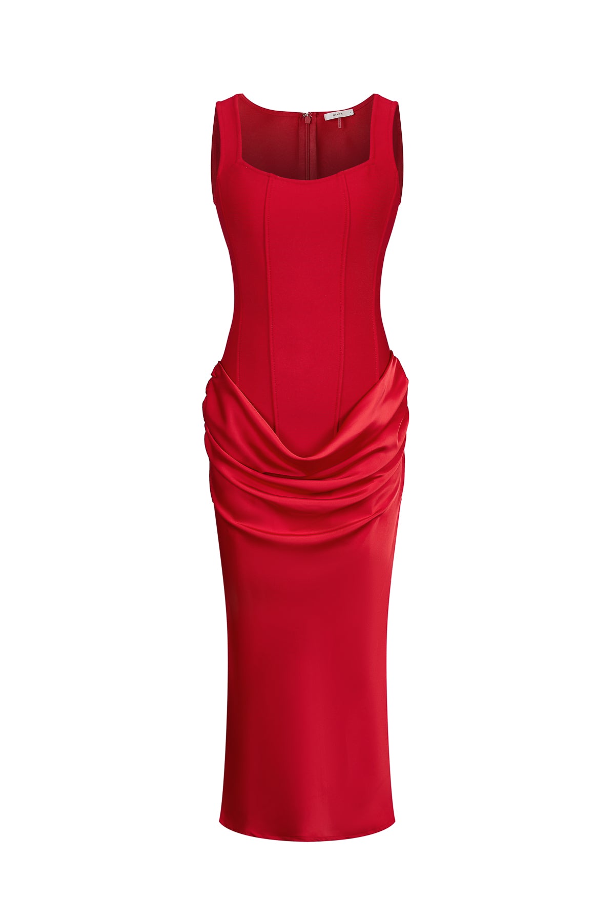 Draped Satin Bandage Midi Dress