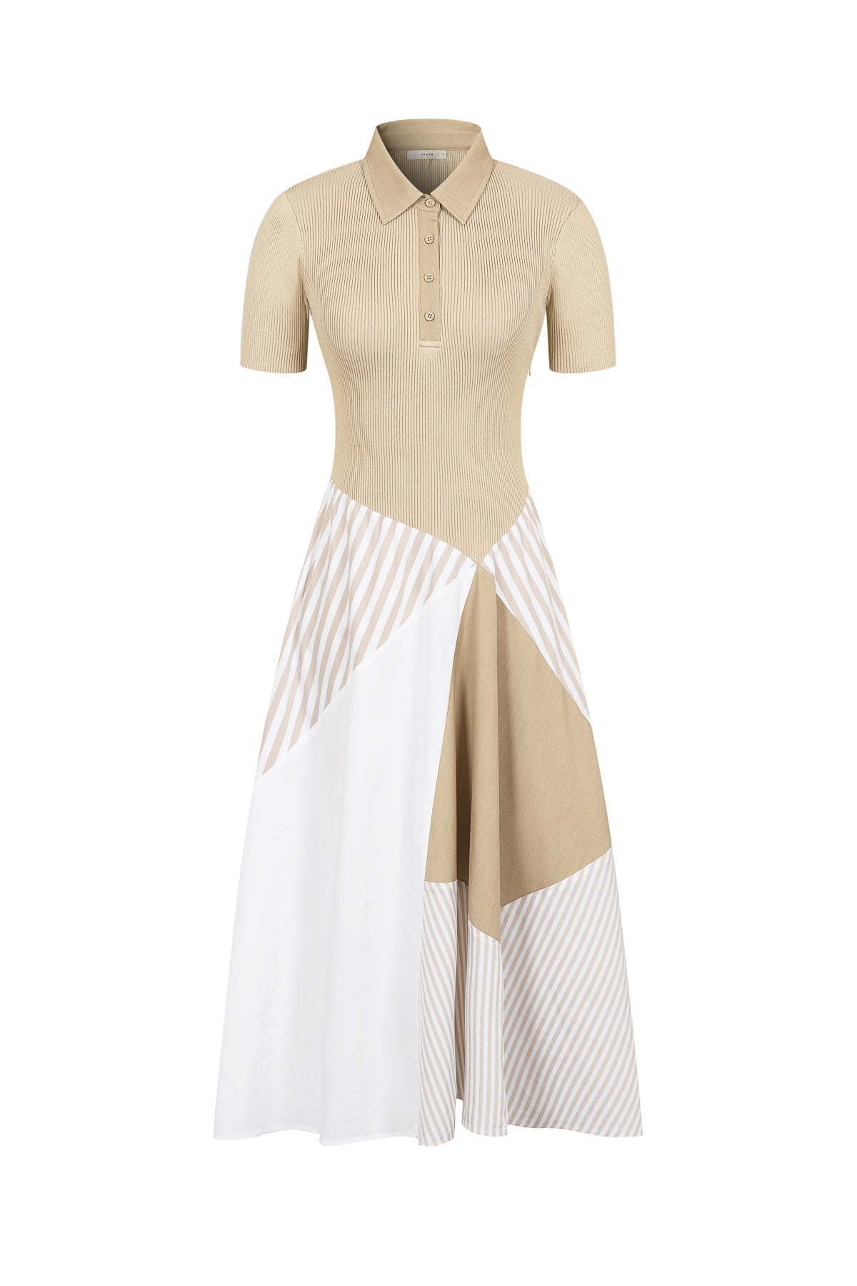 Striped Mix Short Sleeve Midi Dress