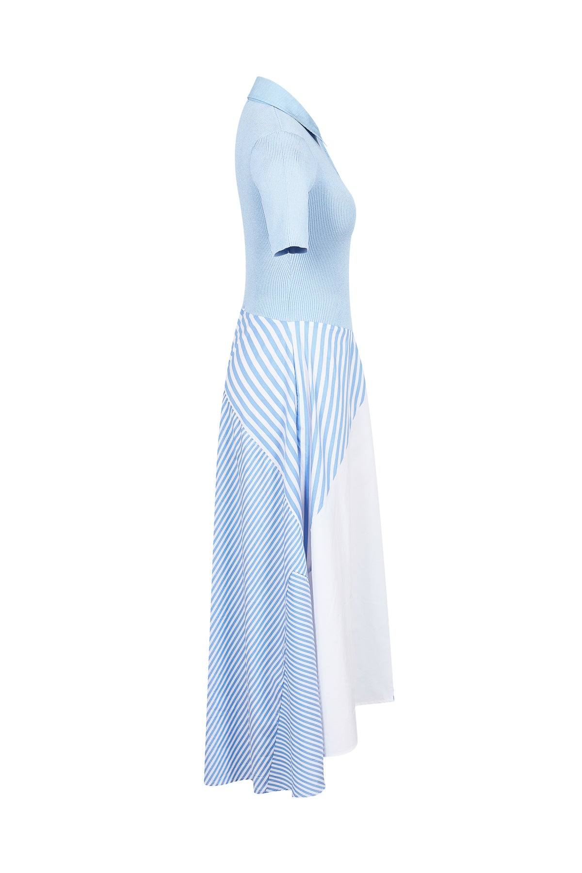 Striped Mix Short Sleeve Midi Dress
