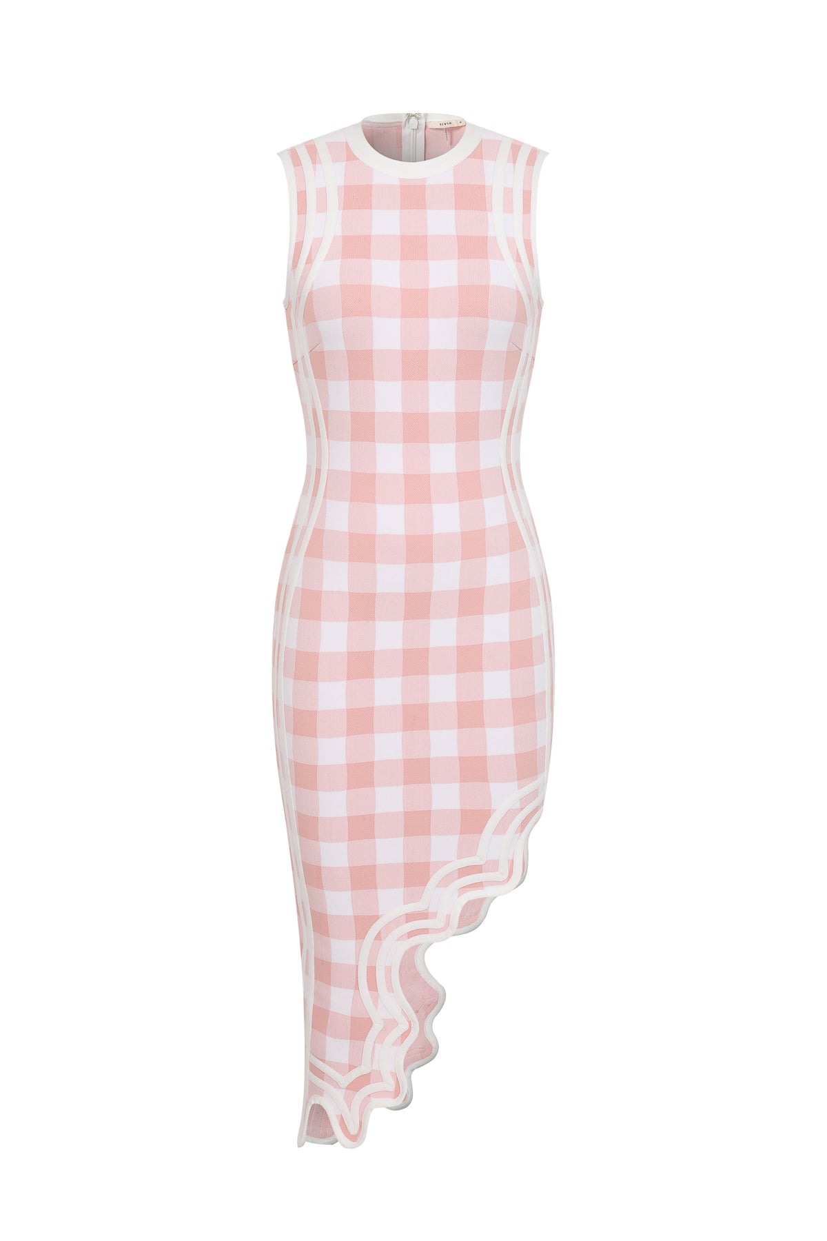 Gingham Print Bandage Asymmetrical Hem Dress