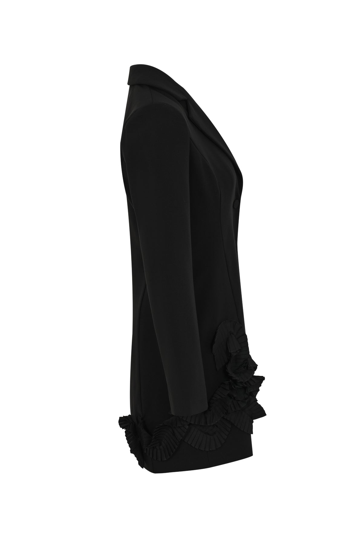 Elysian Woven Blazer Dress with Ruffle Trim