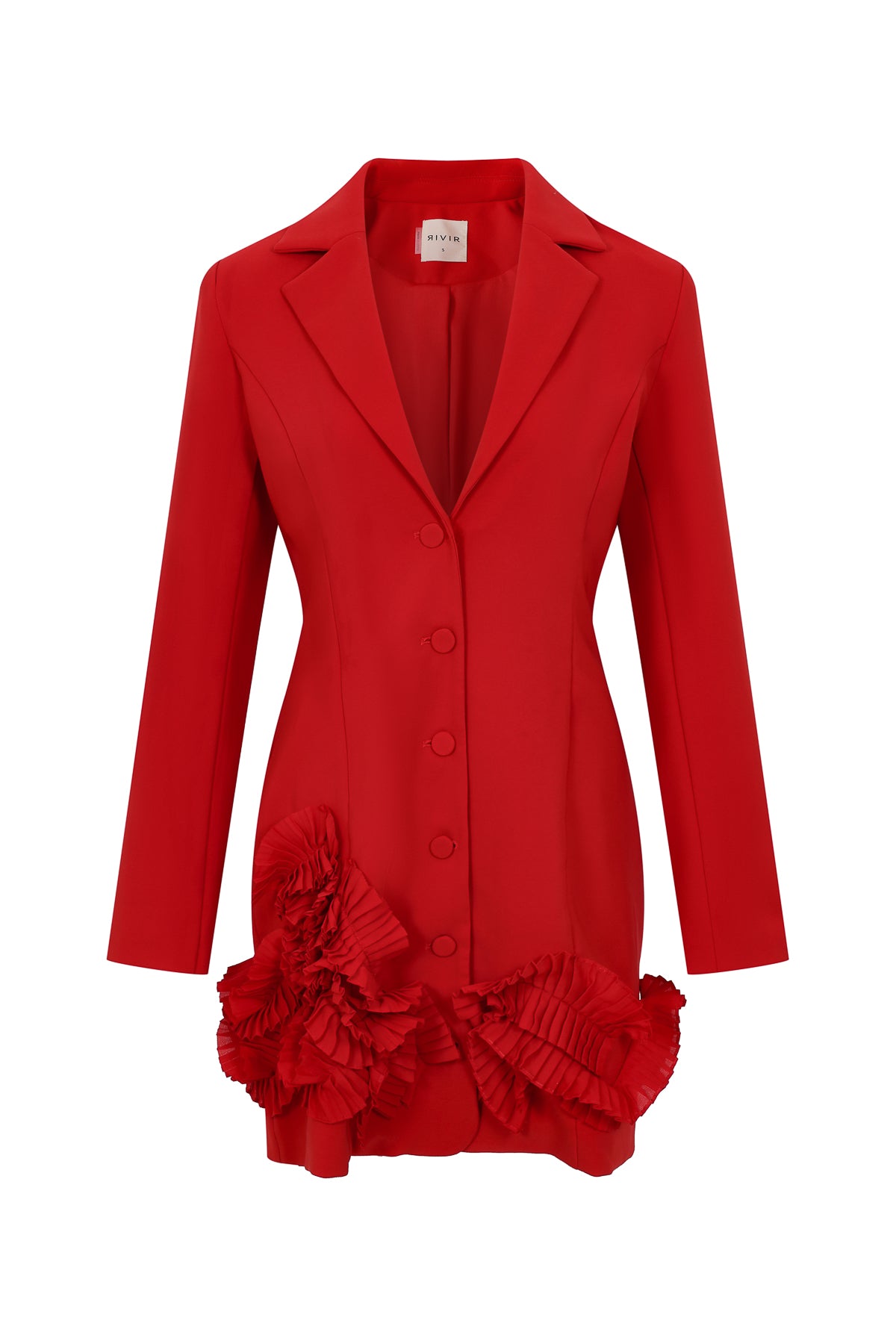 Elysian Woven Blazer Dress with Ruffle Trim