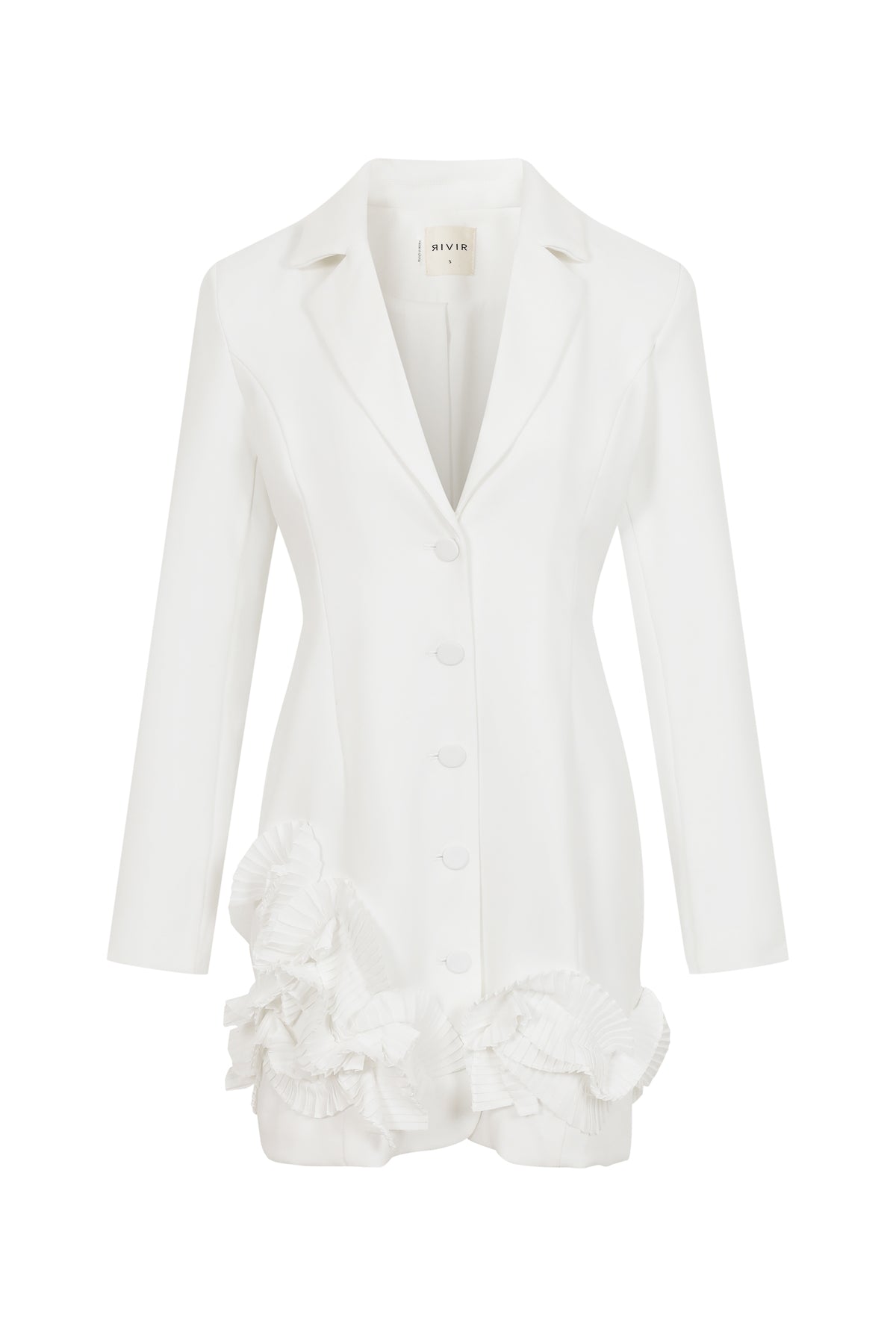Elysian Woven Blazer Dress with Ruffle Trim