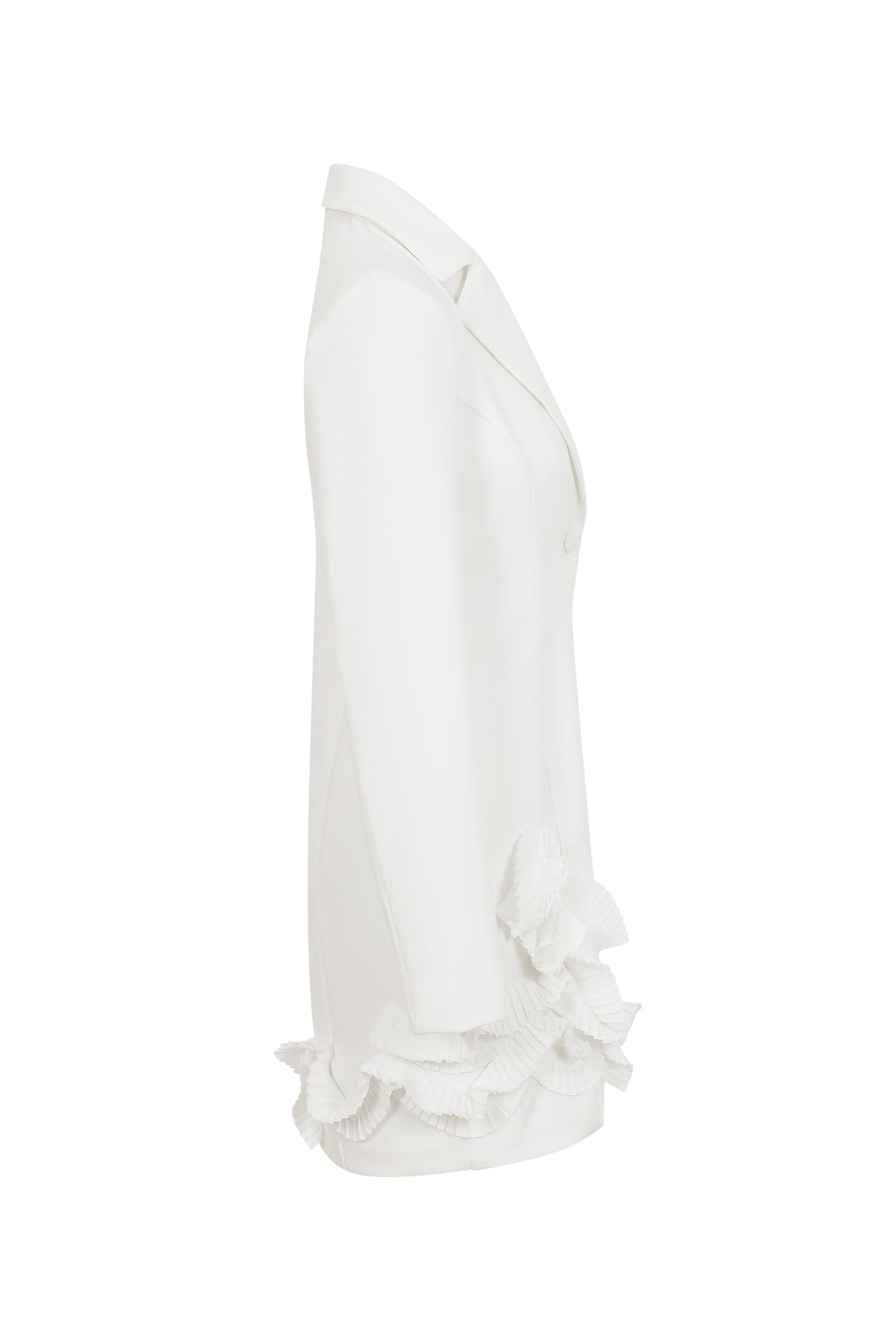Elysian Woven Blazer Dress with Ruffle Trim
