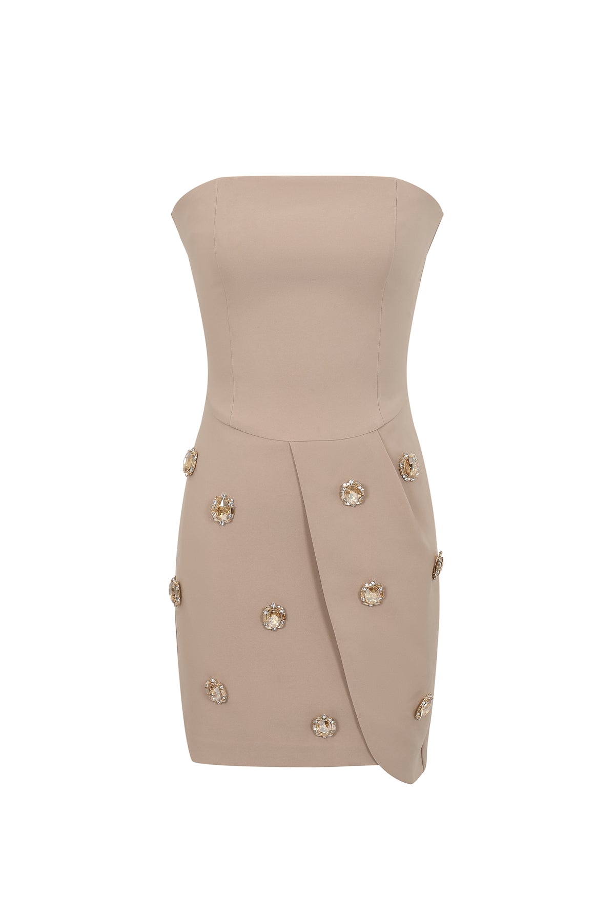 Sorelle Woven Sleeveless Mini Dress with Rhinestones