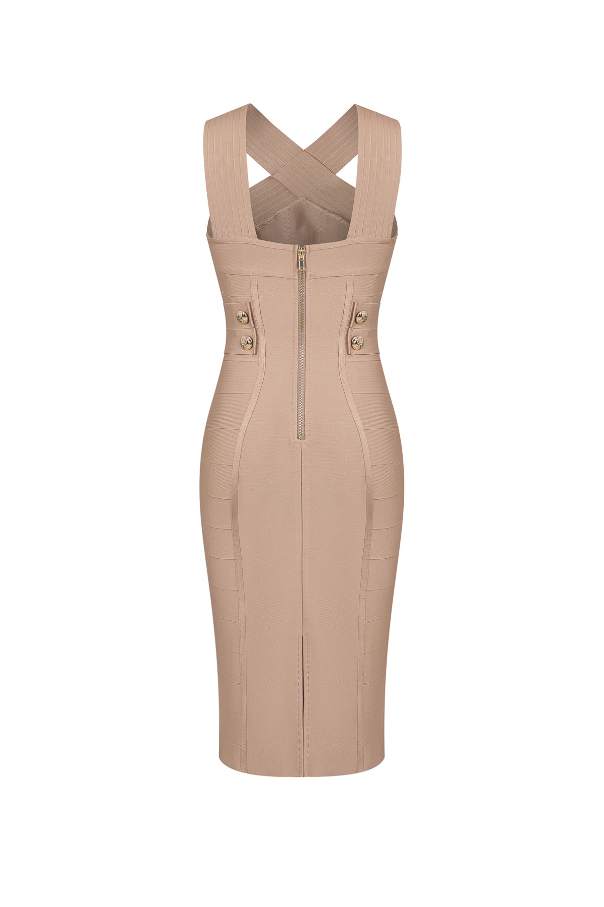 Edith Halter Crossover Bandage Midi Dress