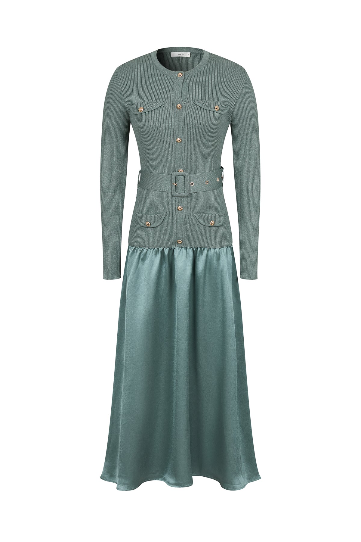 belt knit dress Odile Twofer Midi with Caramel / Large Size:US size 16 123cm Model on the Girls Semi Formal Dress BuyTheOutfit