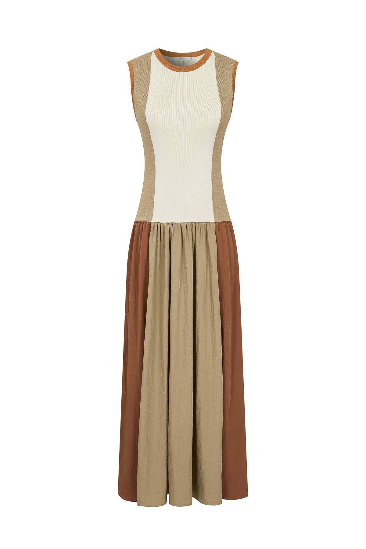Sleeveless Colorblock Knit Midi Dress