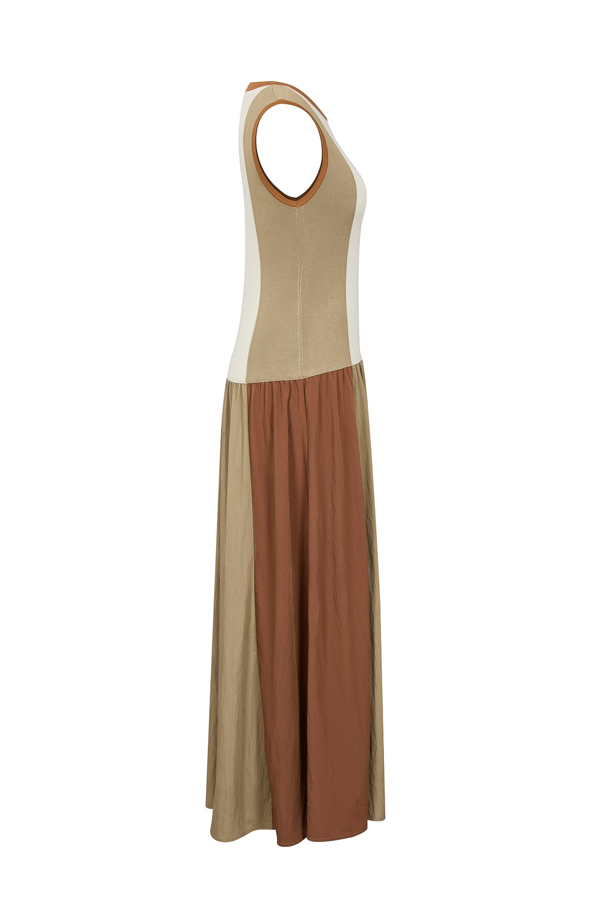 Sleeveless Colorblock Knit Midi Dress