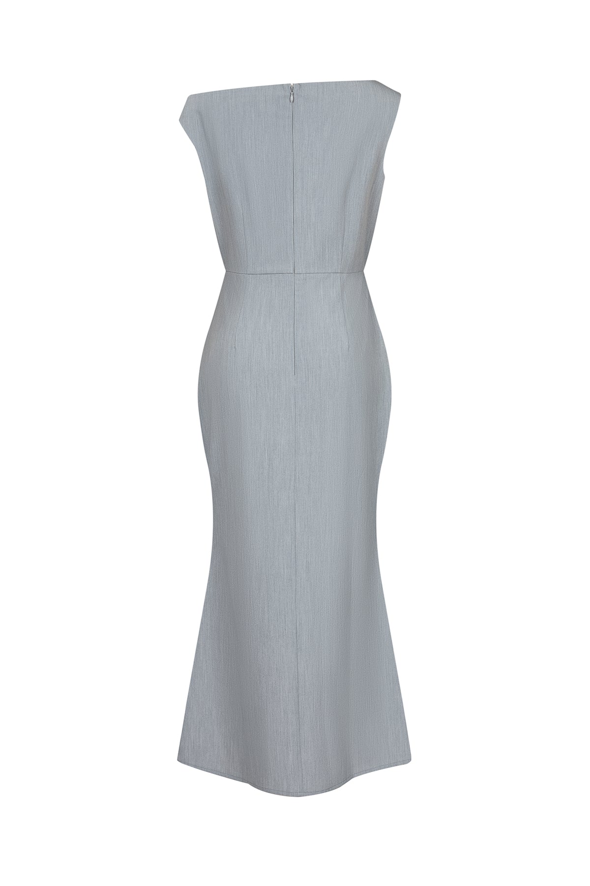 Woven Asymmetrical Midi Dress with Pleated Waist Tie Detail