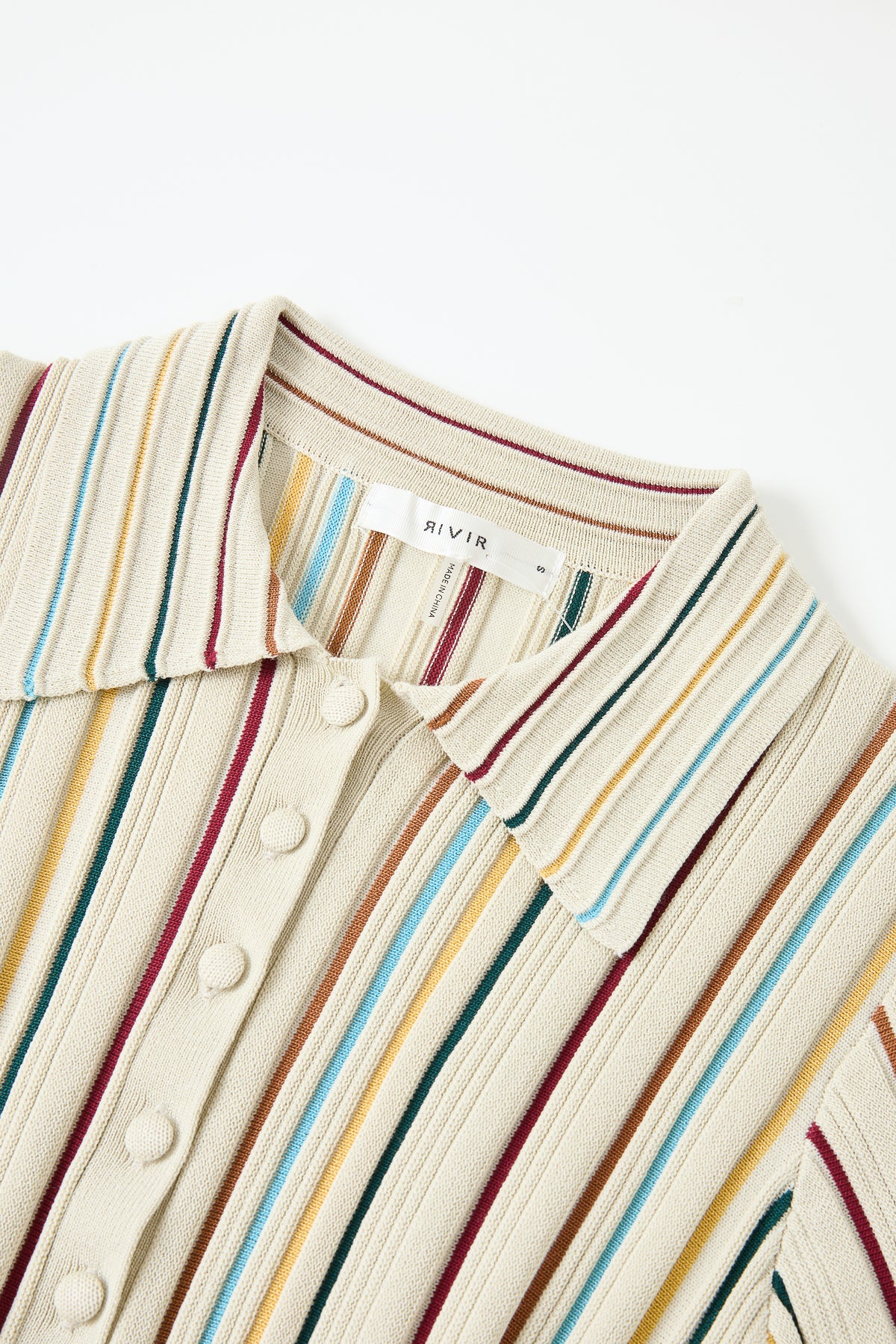 Knit Short Sleeve Midi Dress with Multi Pinstripes
