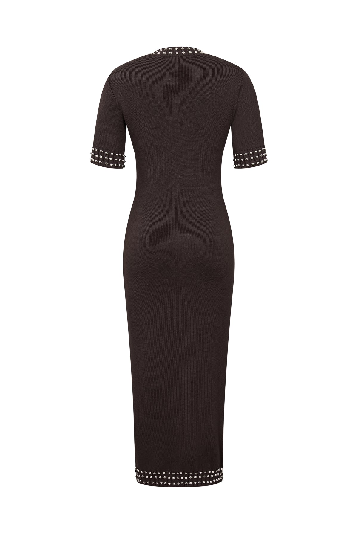 Knit Stud Embellished Short Slv Midi Dress