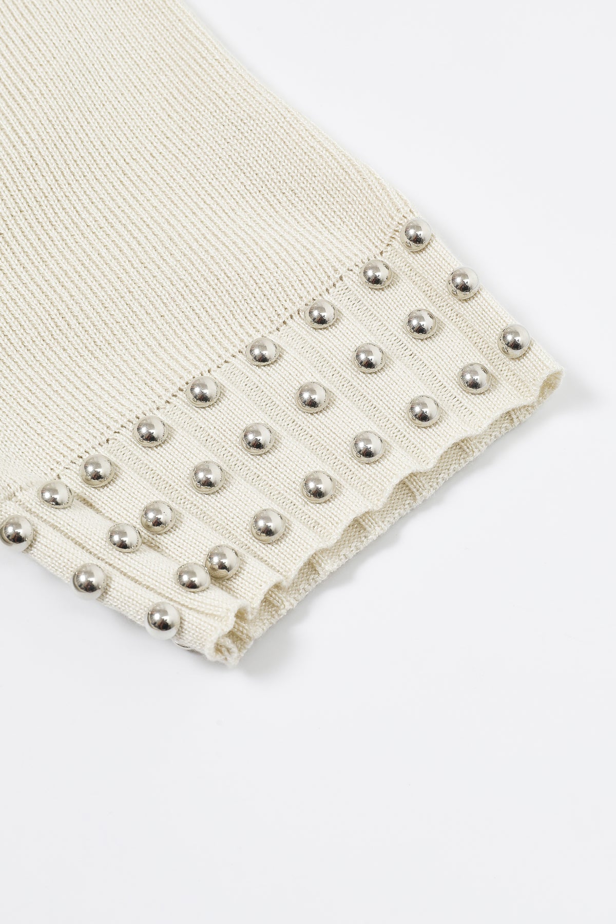 Knit Stud Embellished Short Slv Midi Dress