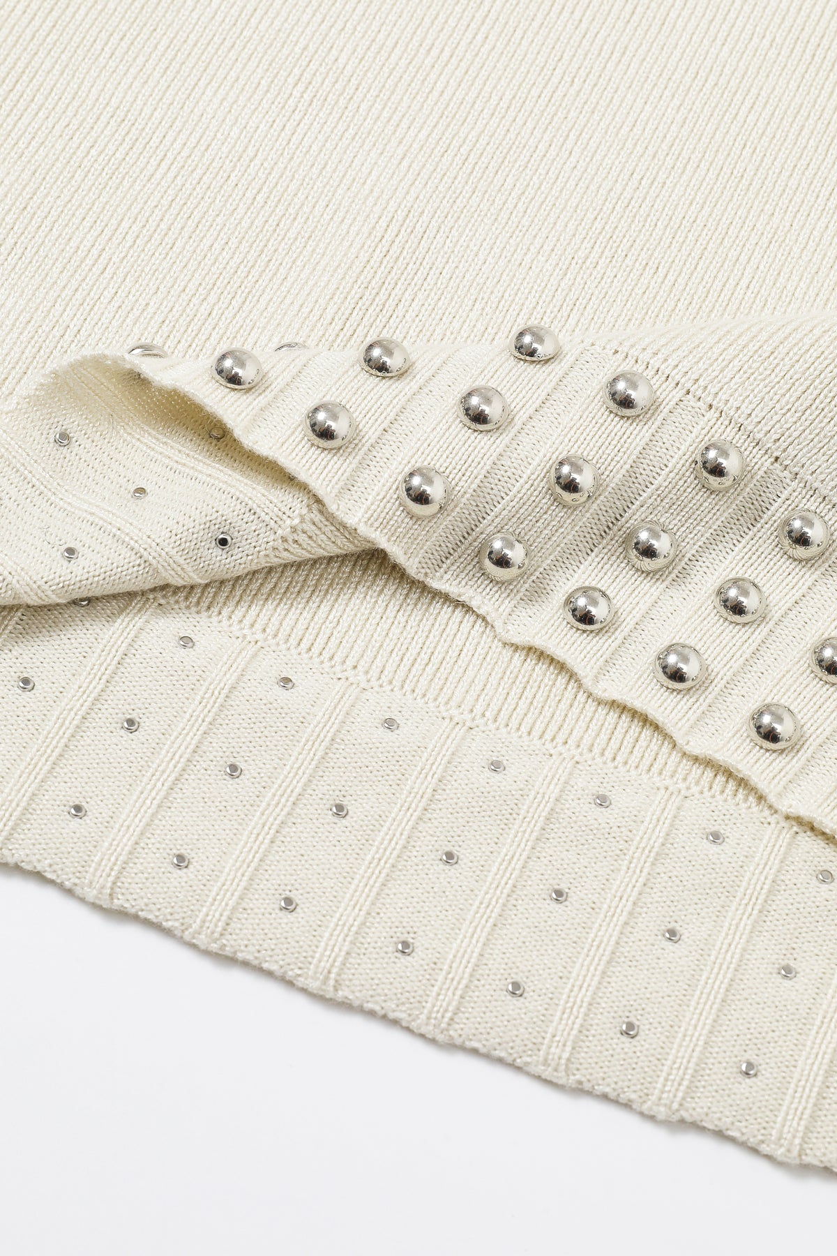 Knit Stud Embellished Short Slv Midi Dress