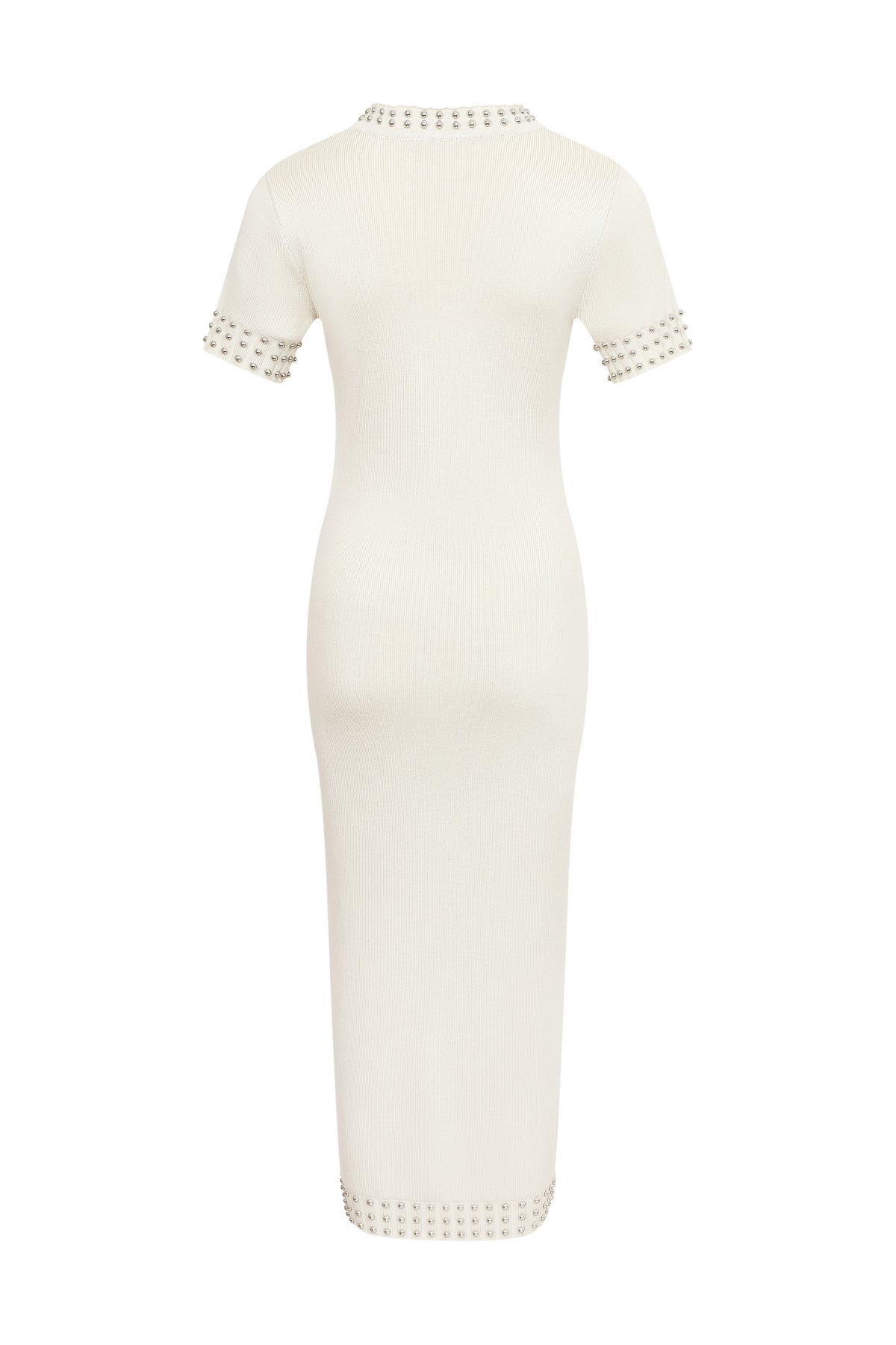 Knit Stud Embellished Short Slv Midi Dress