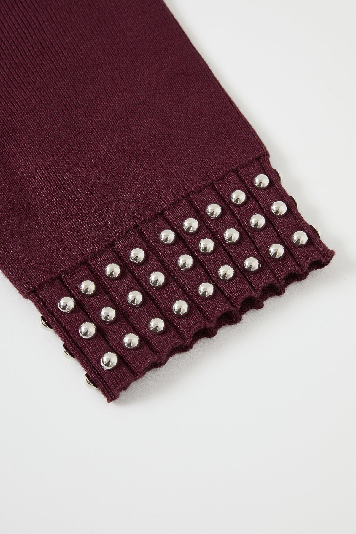 Knit Stud Embellished Short Slv Midi Dress