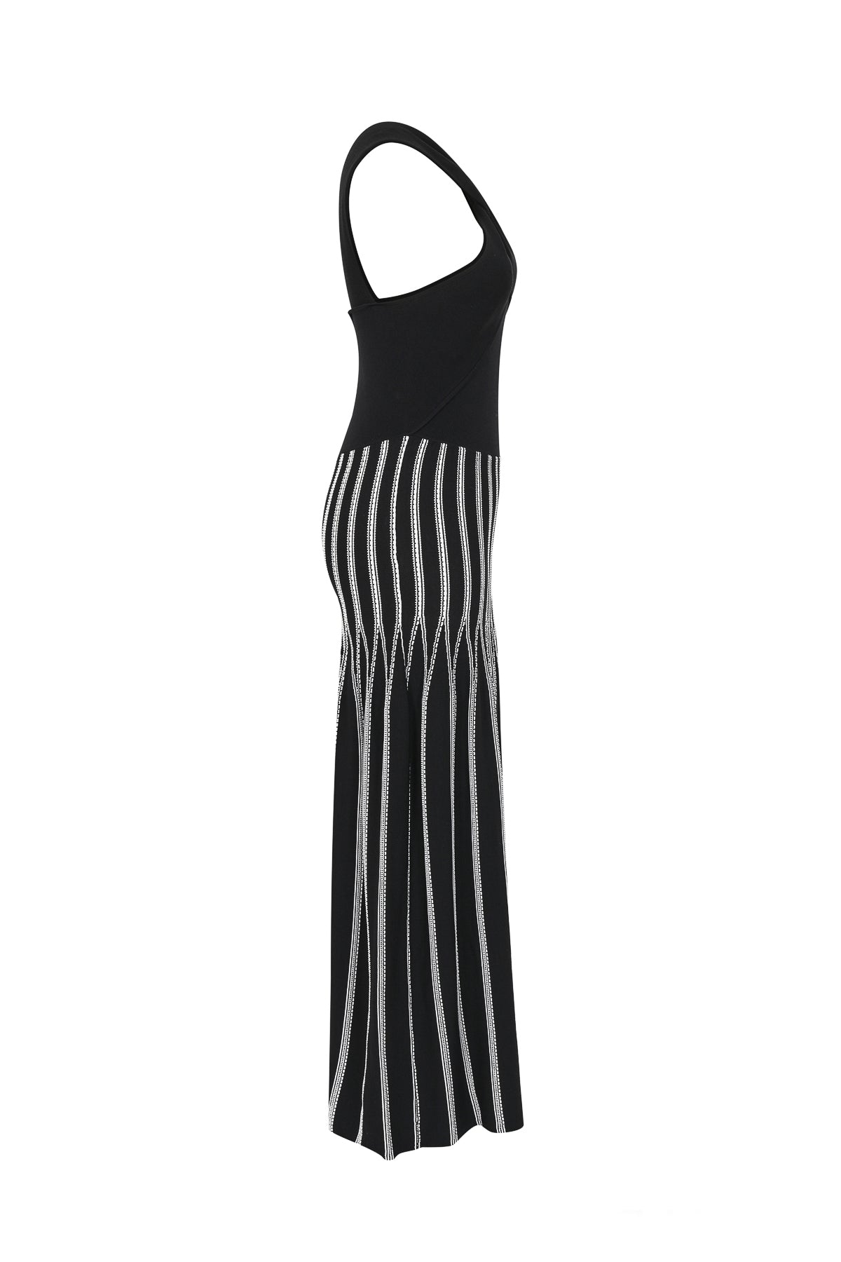 Nadine Knit Stripe Crisscross Halter Midi Dress