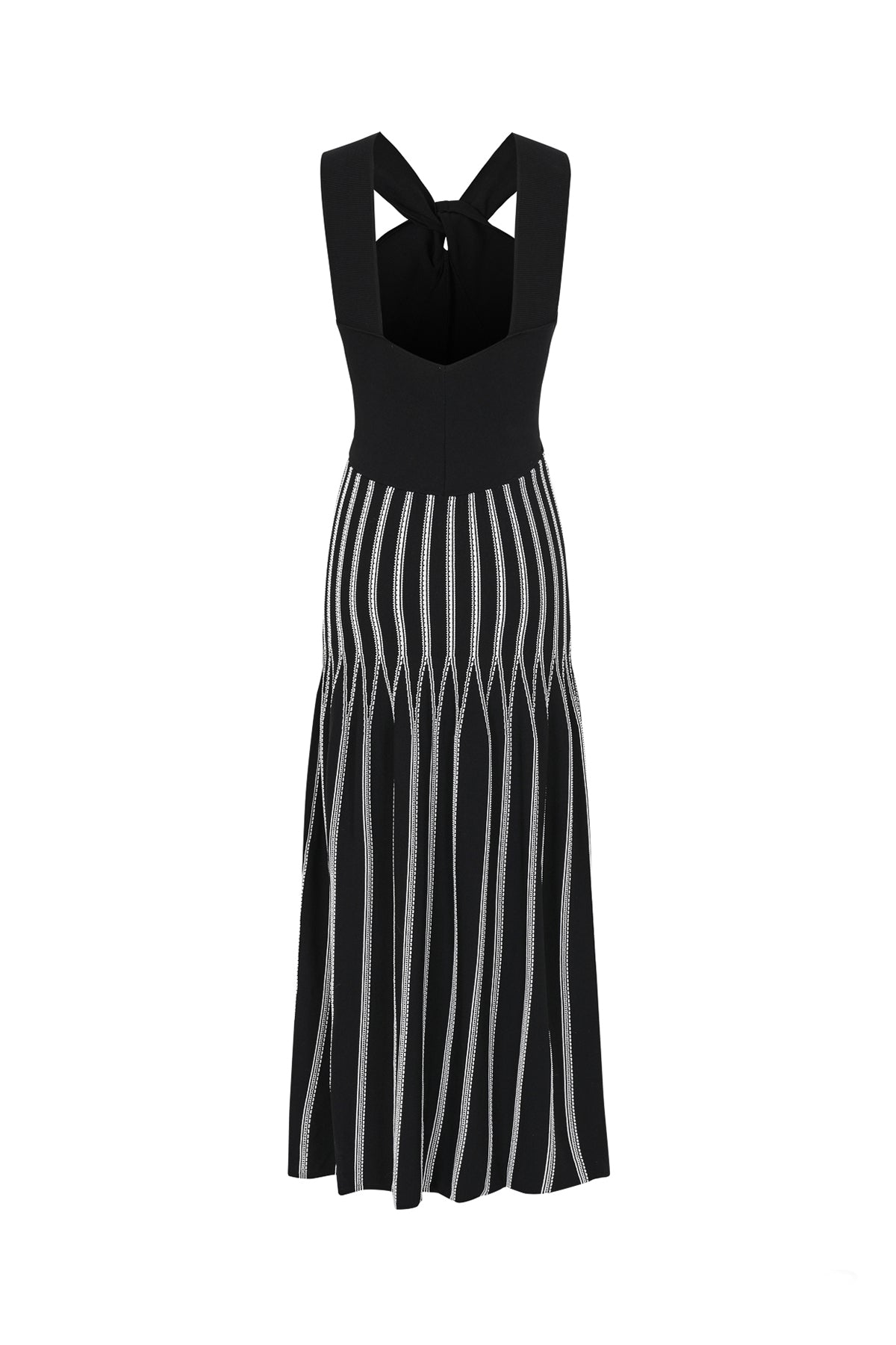 Nadine Knit Stripe Crisscross Halter Midi Dress