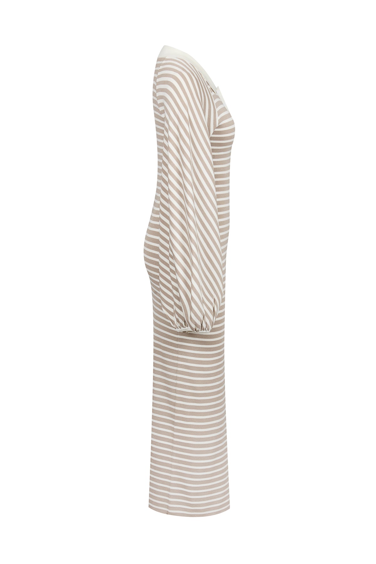 Knit Stripe Maxi Dress with Voluminous Sleeves