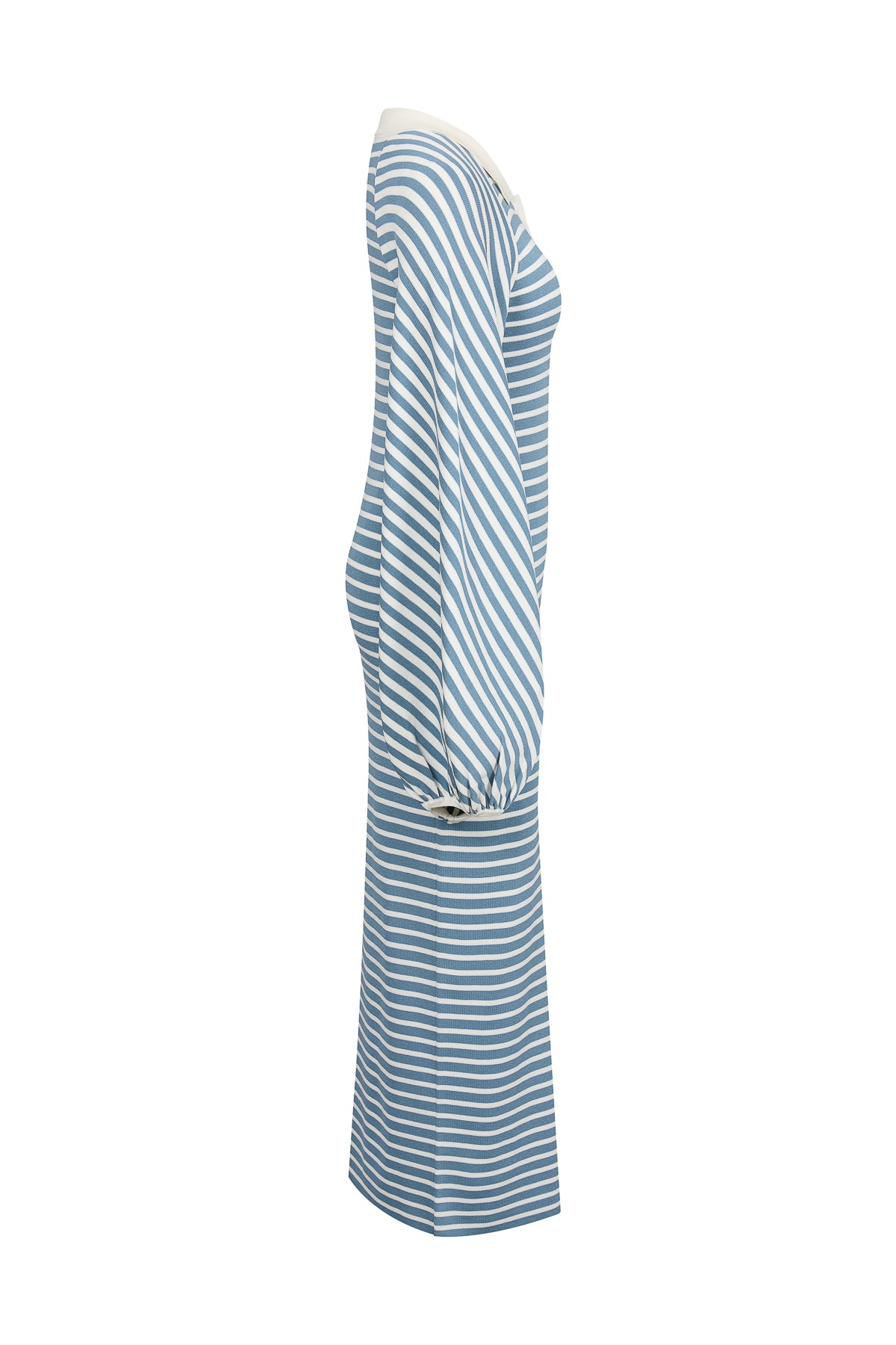 Knit Stripe Maxi Dress with Voluminous Sleeves