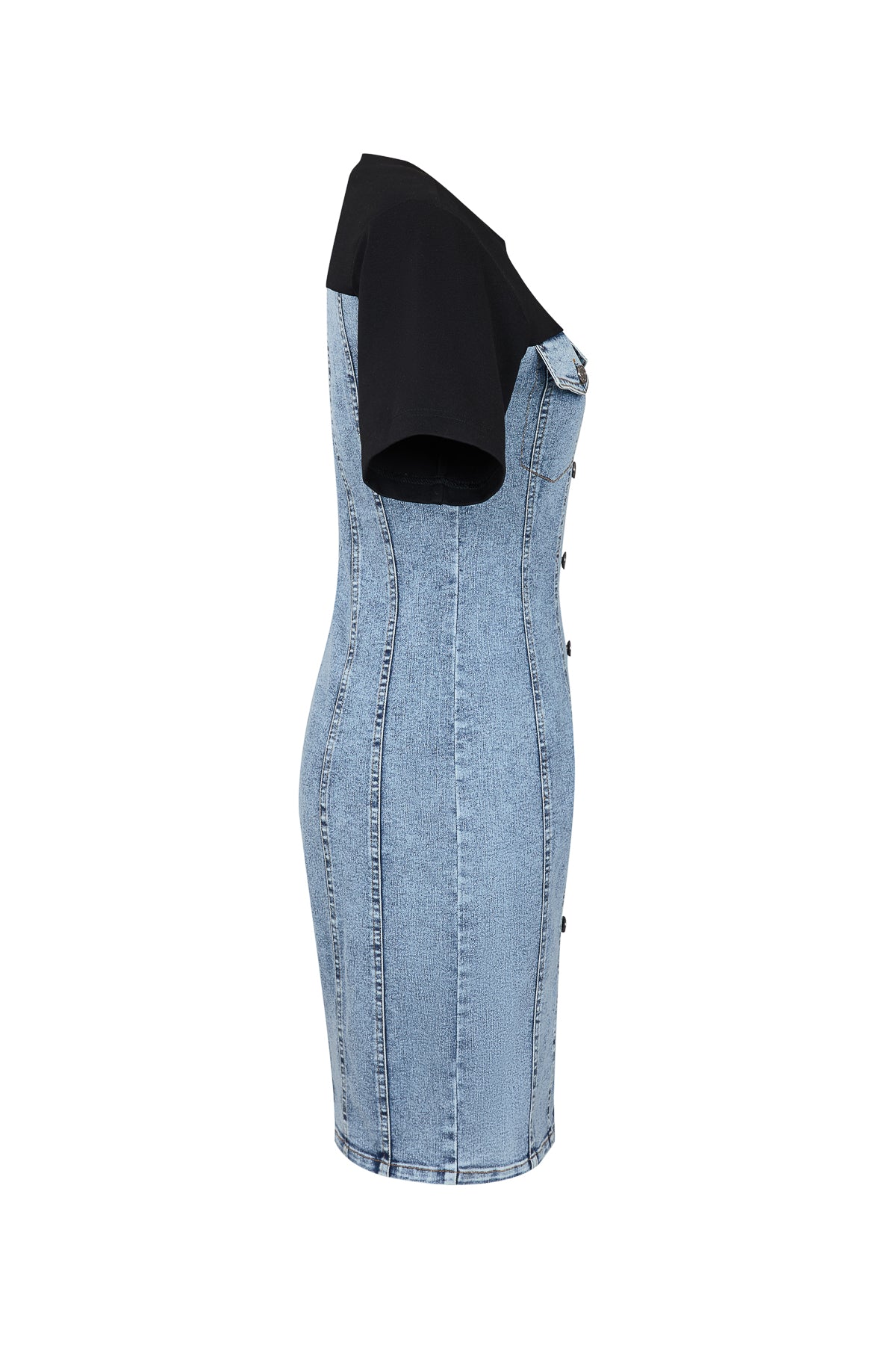 Eve Denim short sleeve dress with contrast