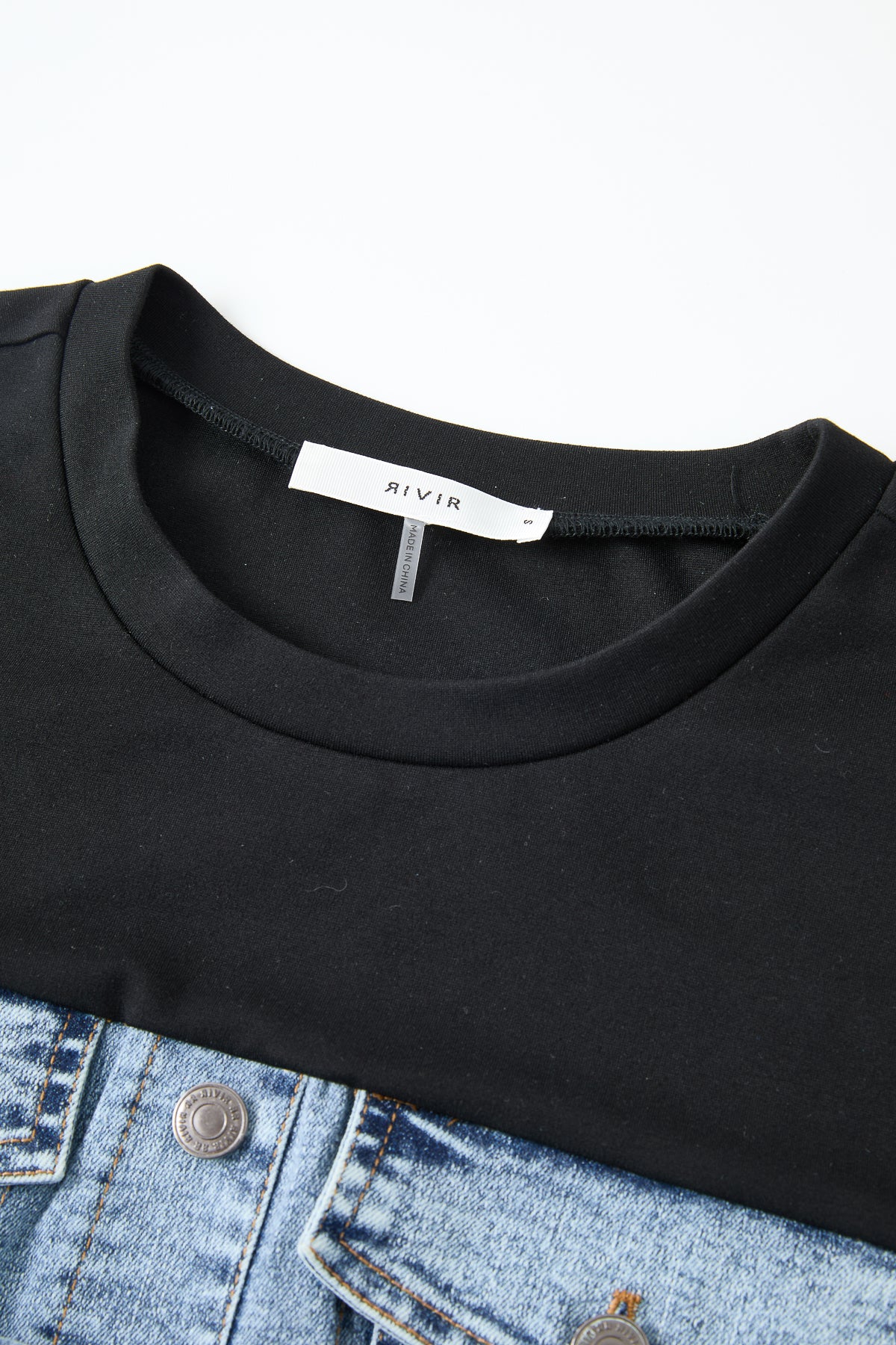 Eve Denim short sleeve dress with contrast