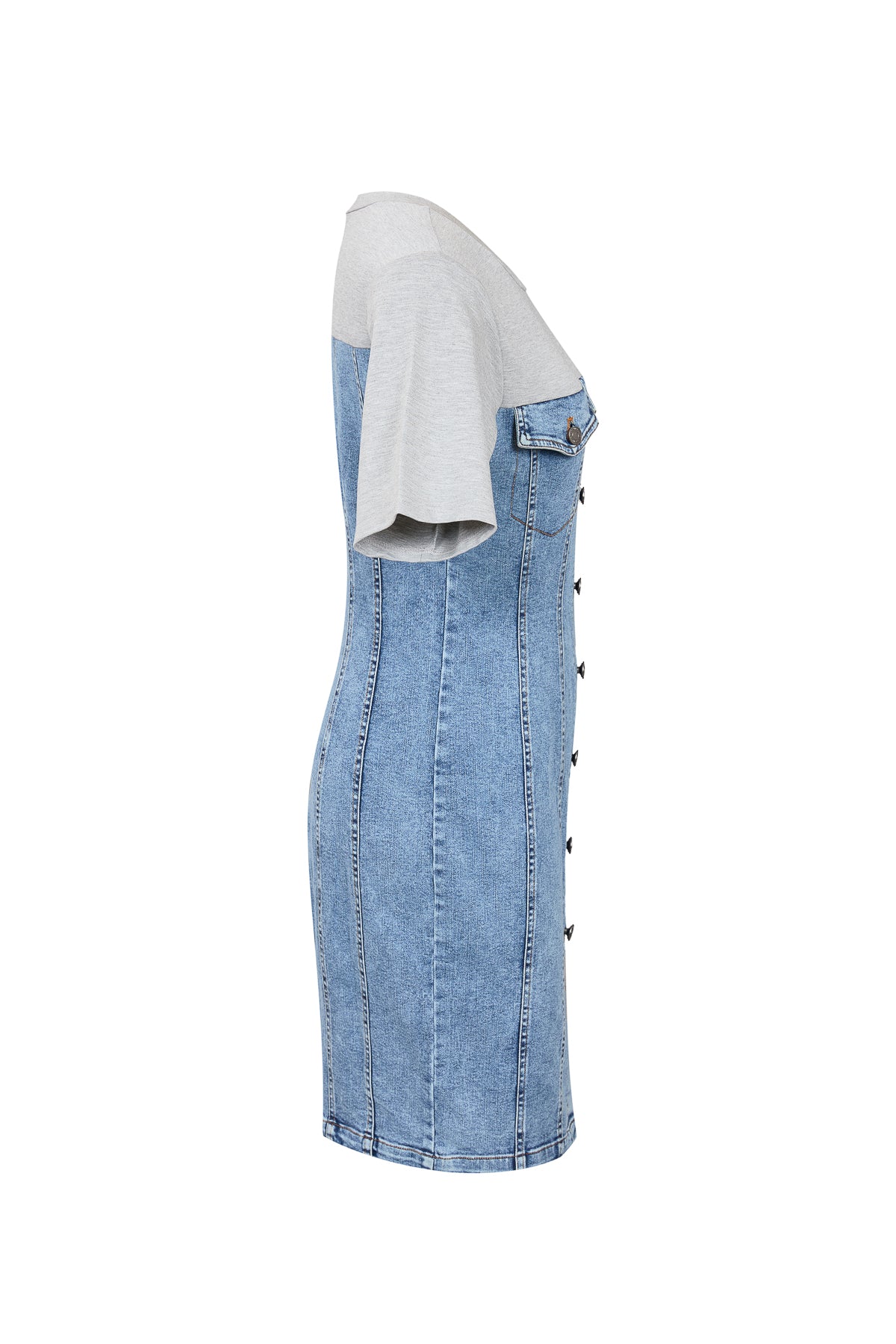 Eve Denim short sleeve dress with contrast