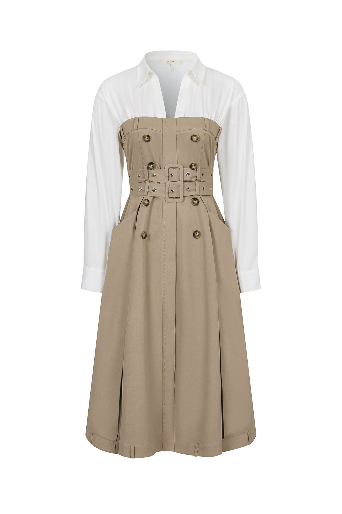 Trench Midi Dress With Shirt Combo