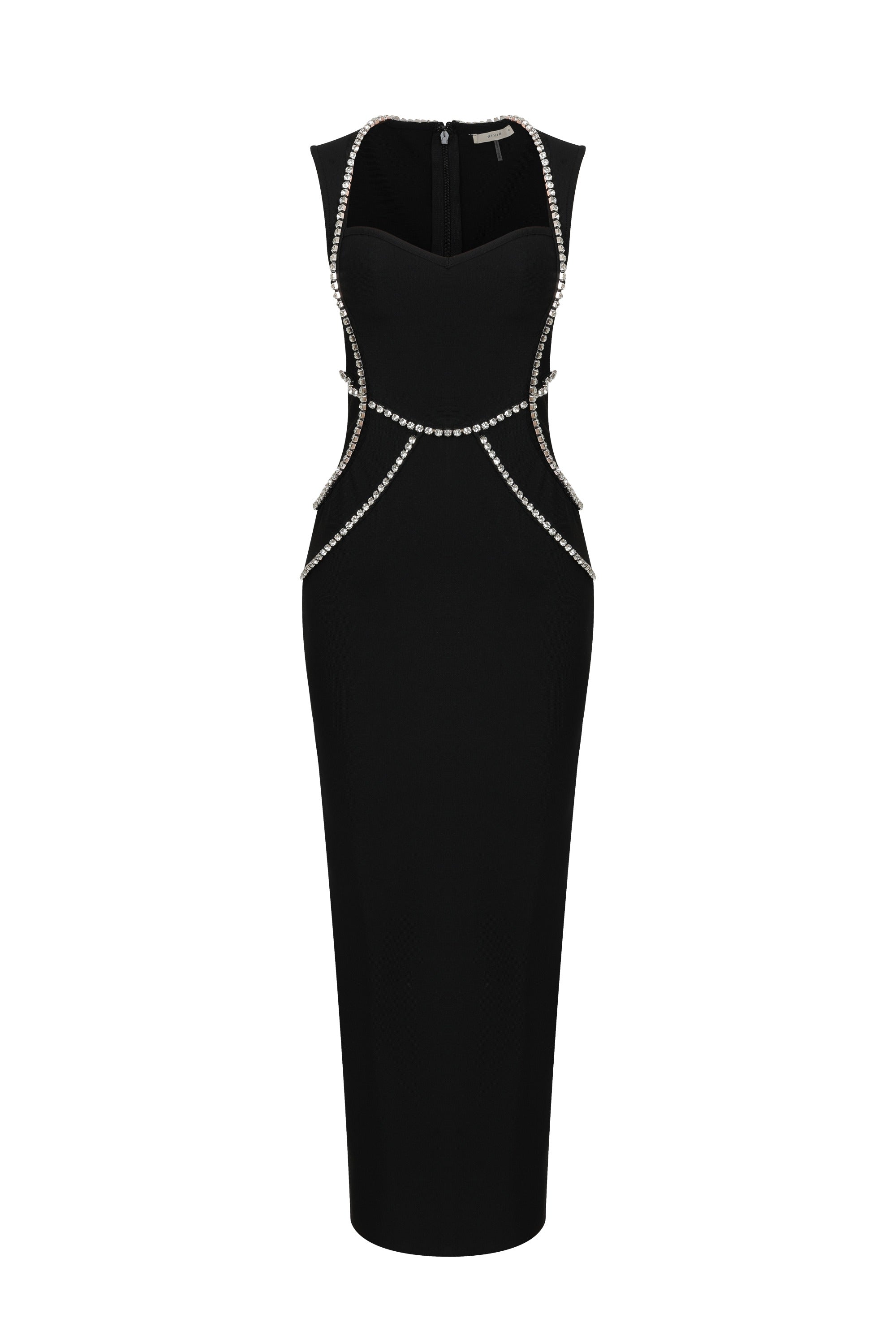 Sleeveless Bandage Dress with Rhinestones