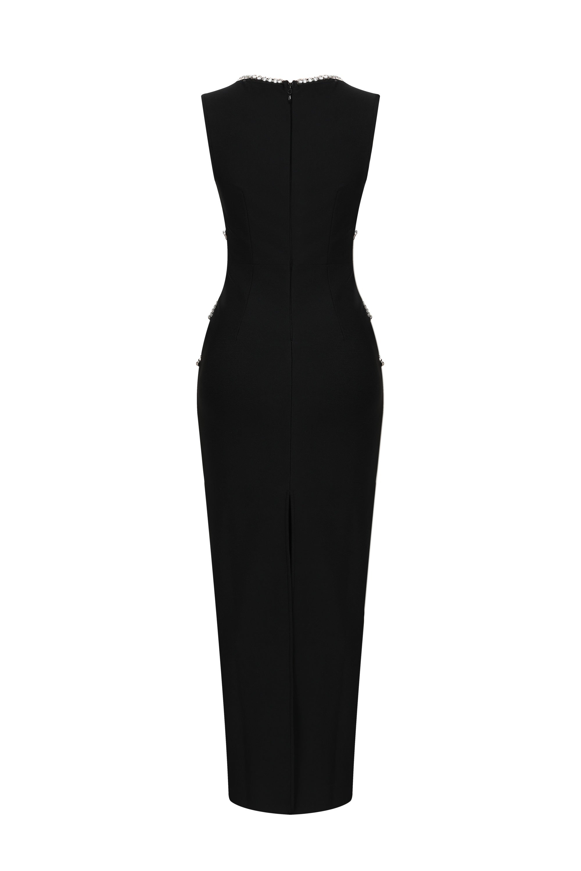 Sleeveless Bandage Dress with Rhinestones