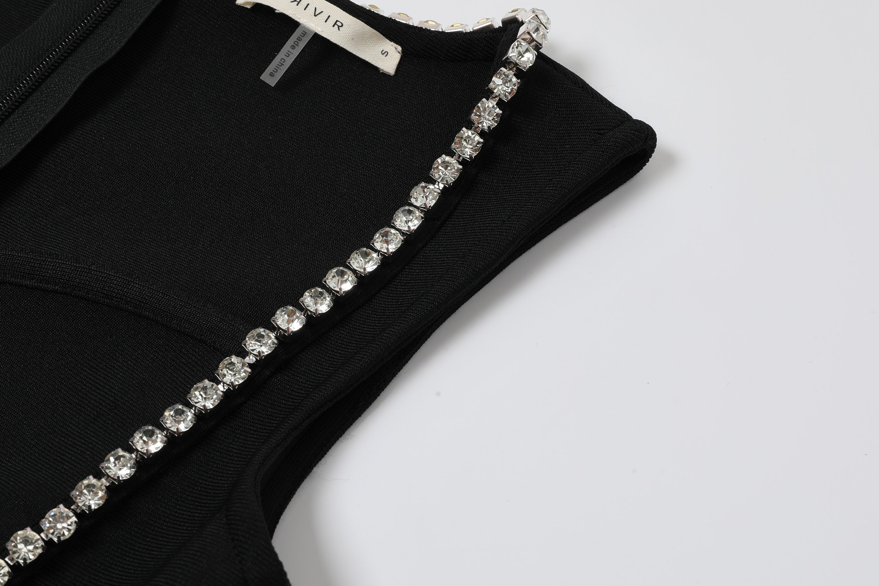 Sleeveless Bandage Dress with Rhinestones