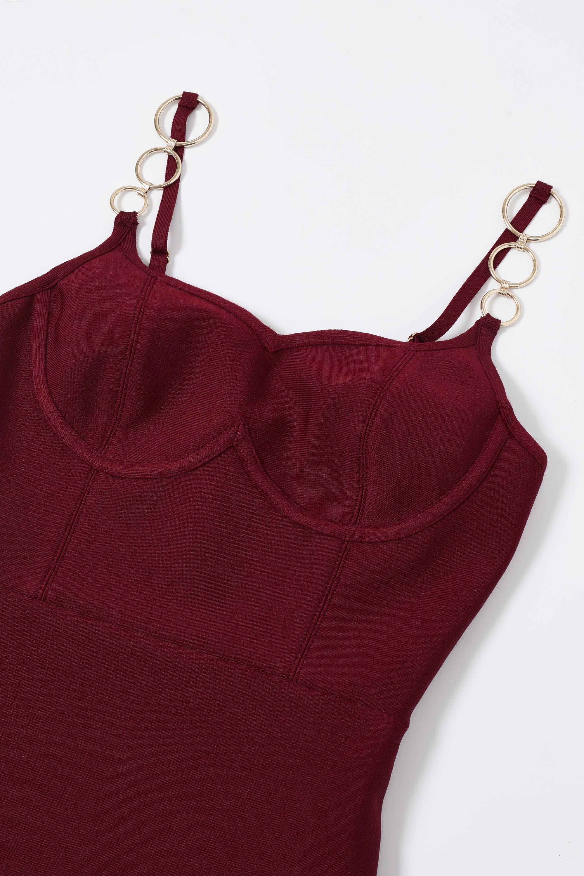 Bandage Bustier Maxi Dress with Gold Rings