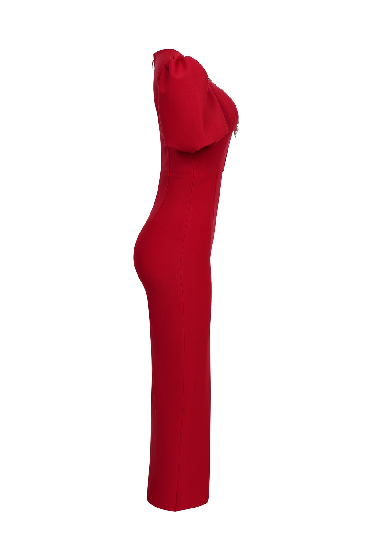 Bandage Puff Sleeve Maxi Dress With Rhinestone Bows