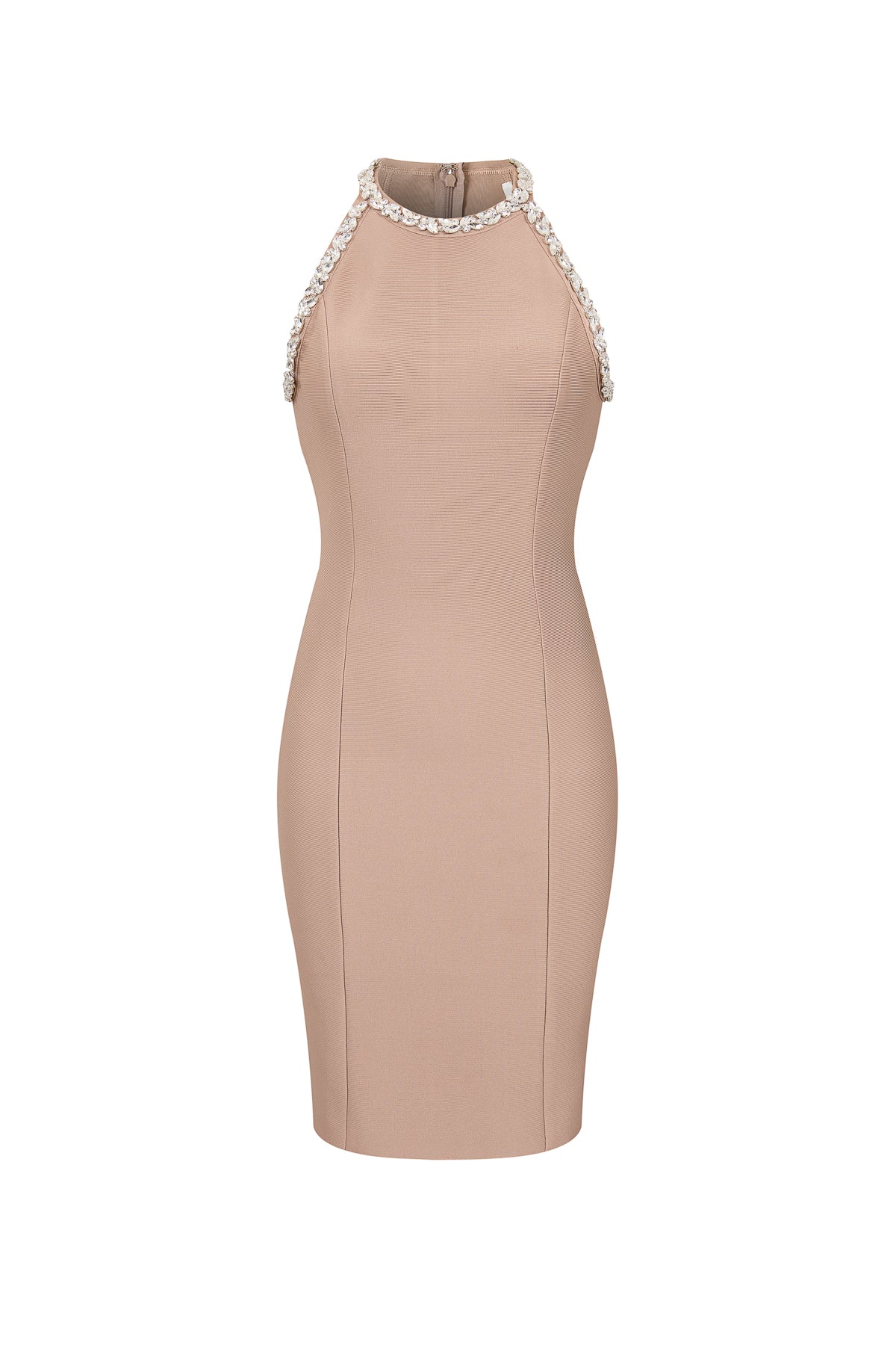 Sleeveless Bandage Dress with Rhinestones
