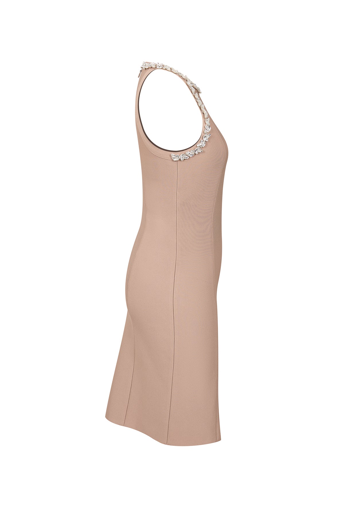 Sleeveless Bandage Dress with Rhinestones