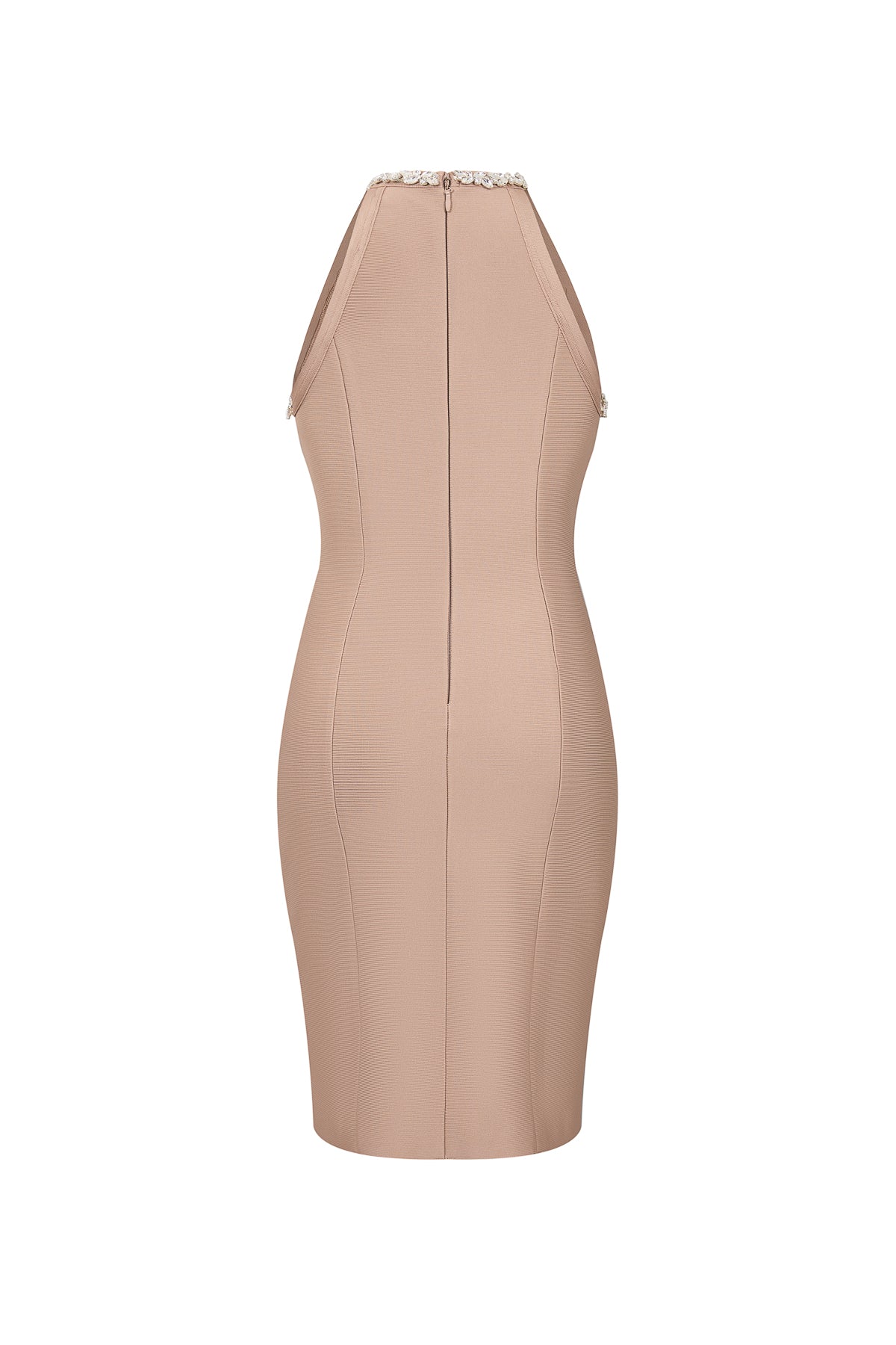 Sleeveless Bandage Dress with Rhinestones
