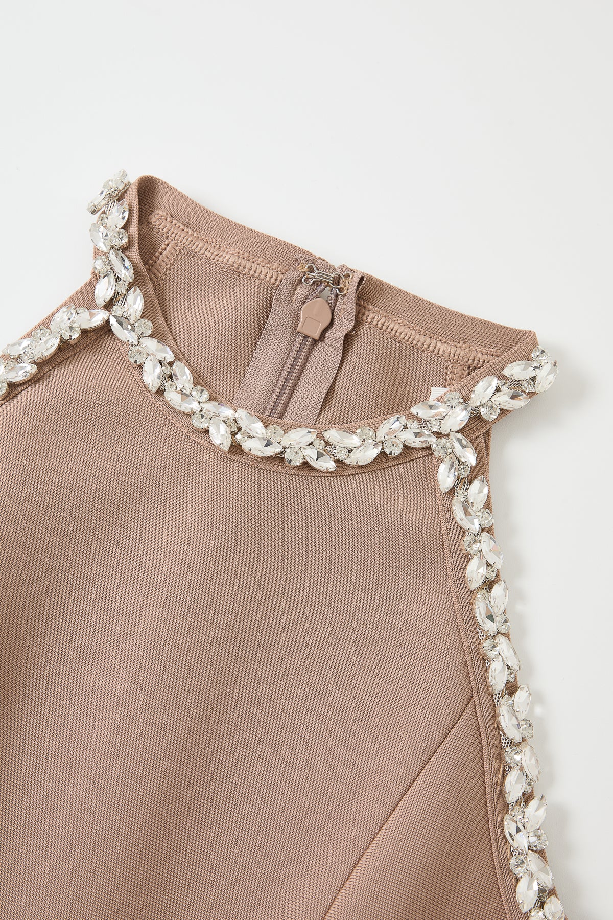 Sleeveless Bandage Dress with Rhinestones