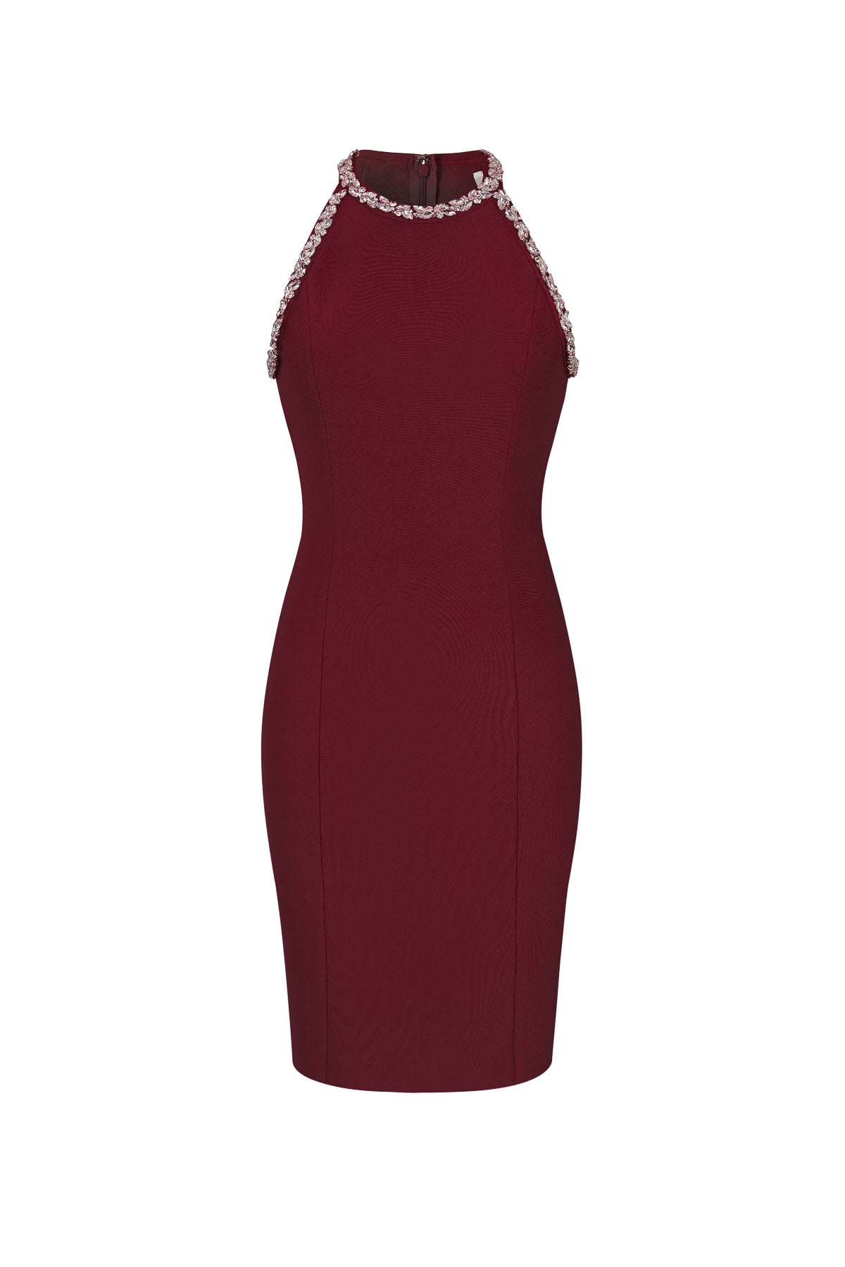 Sleeveless Bandage Dress with Rhinestones