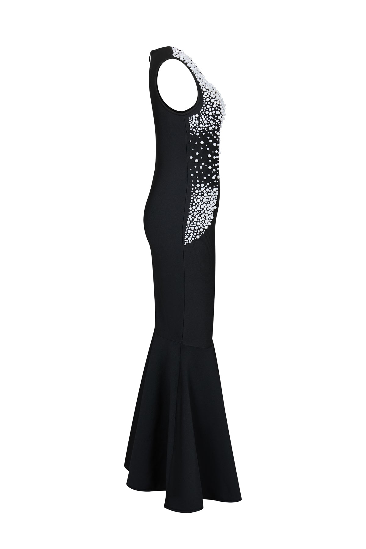Bandage Pearl Embellished Sleeveless Mermaid Midi Dress